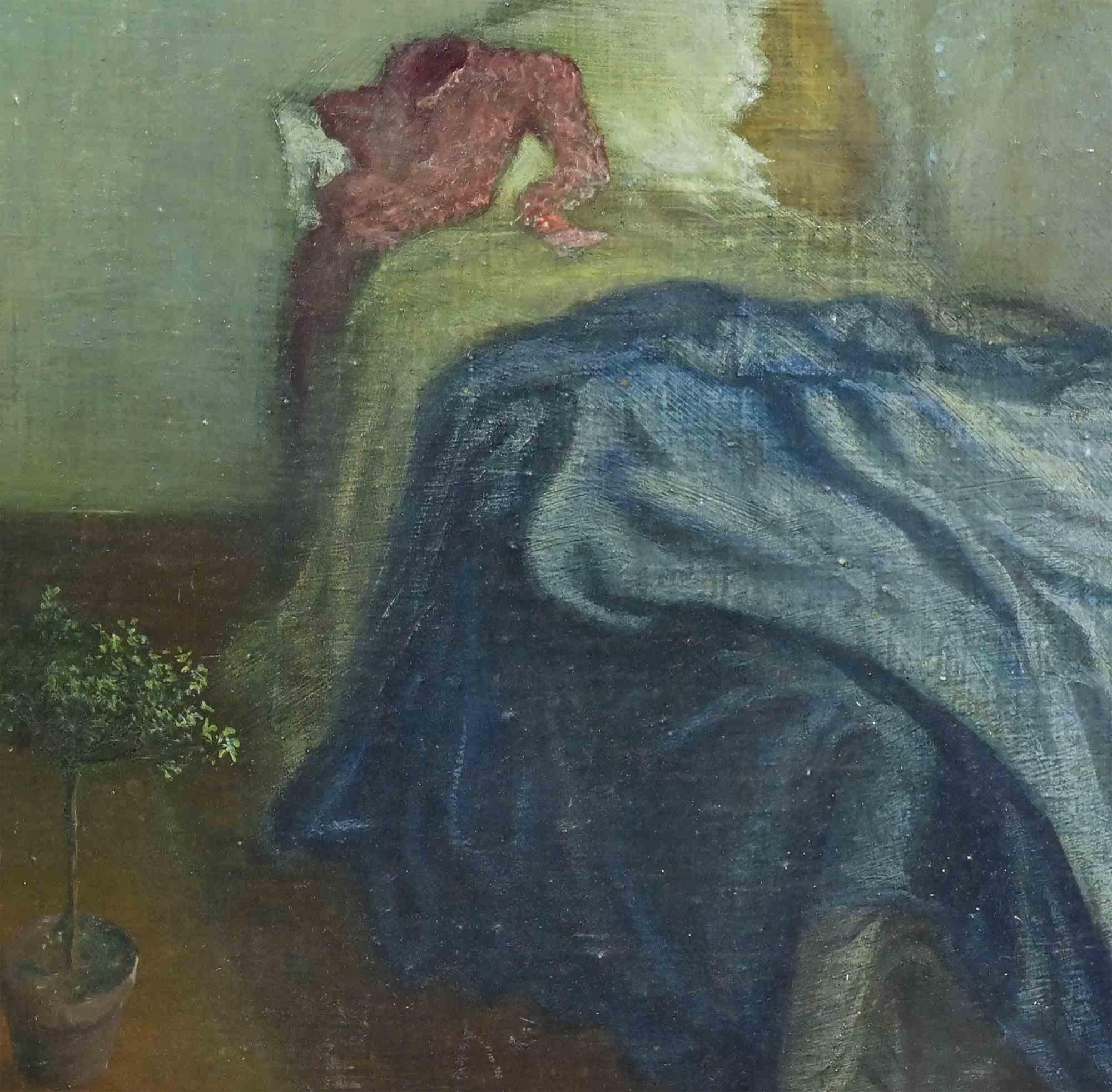 Schlafzimmer - Gemälde von Giovanni Gromo - 1980er Jahre im Angebot 1