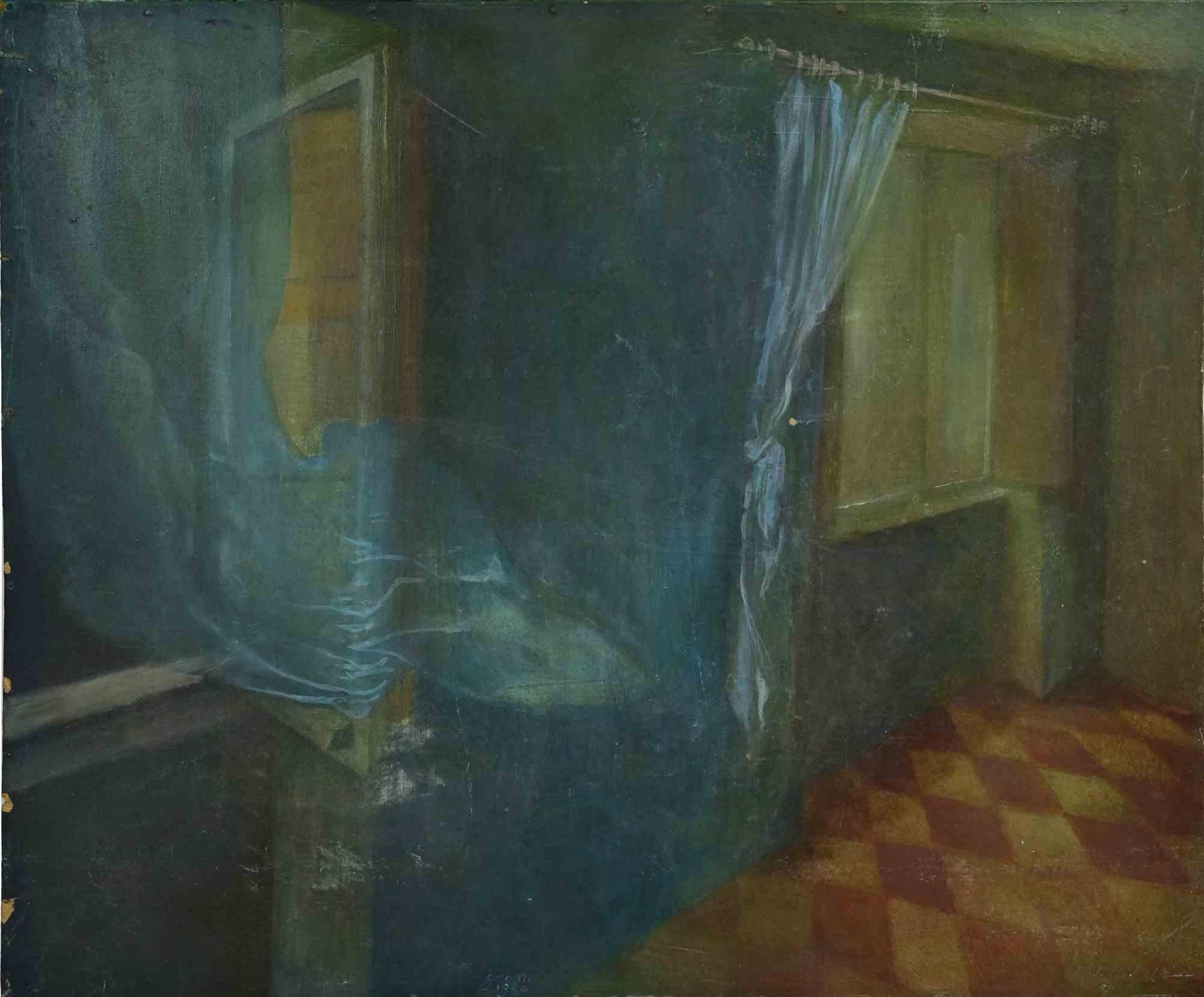 Innenraum - Gemälde von Giovanni Gromo - 1980er Jahre