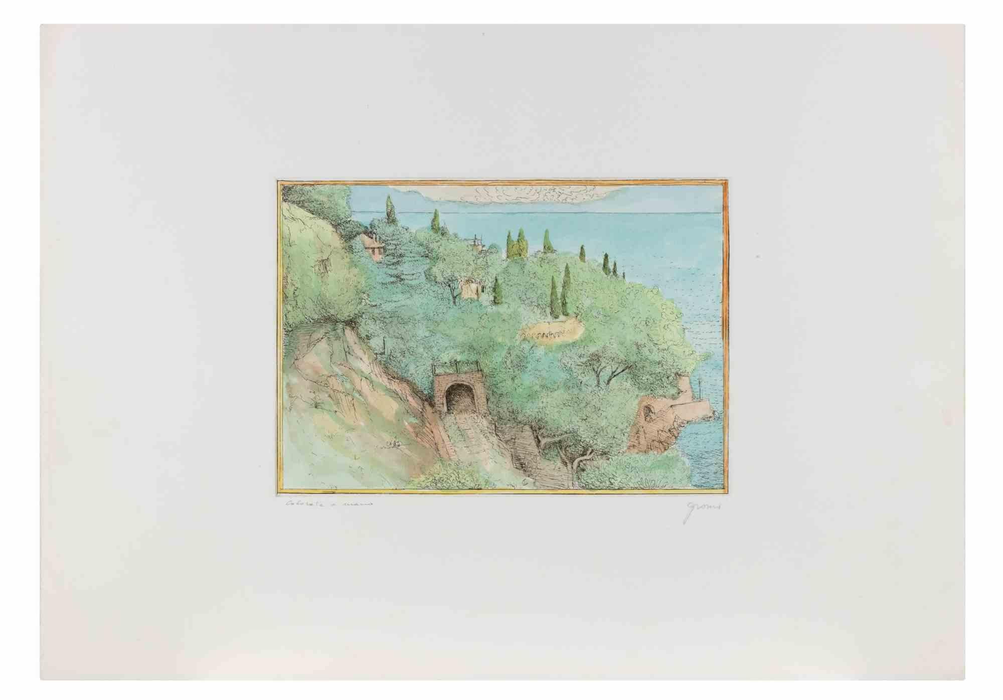 Countryside - Etching by Giovanni Gromo - 1980s