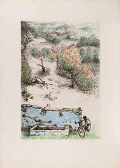 The Picnic - Etching by Giovanni Gromo - 1980s