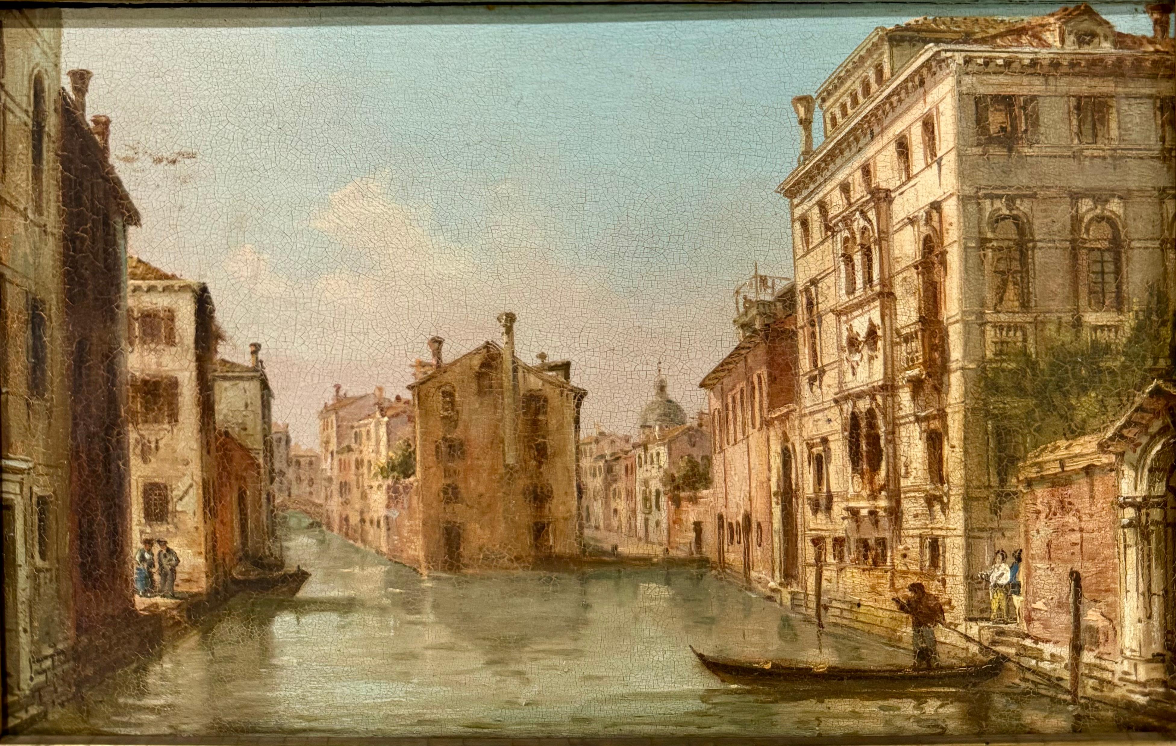 Giovanni Grubacs
1829-1919
Circa 1860
Oil on Panel
6x9 inches sight size
10x13 inches with frame
Period Gilded frame
Signed Lower right

Here we have a beautiful 19th c Italian Grand Canal Venetian view painting by Grubacs

His records sell for and