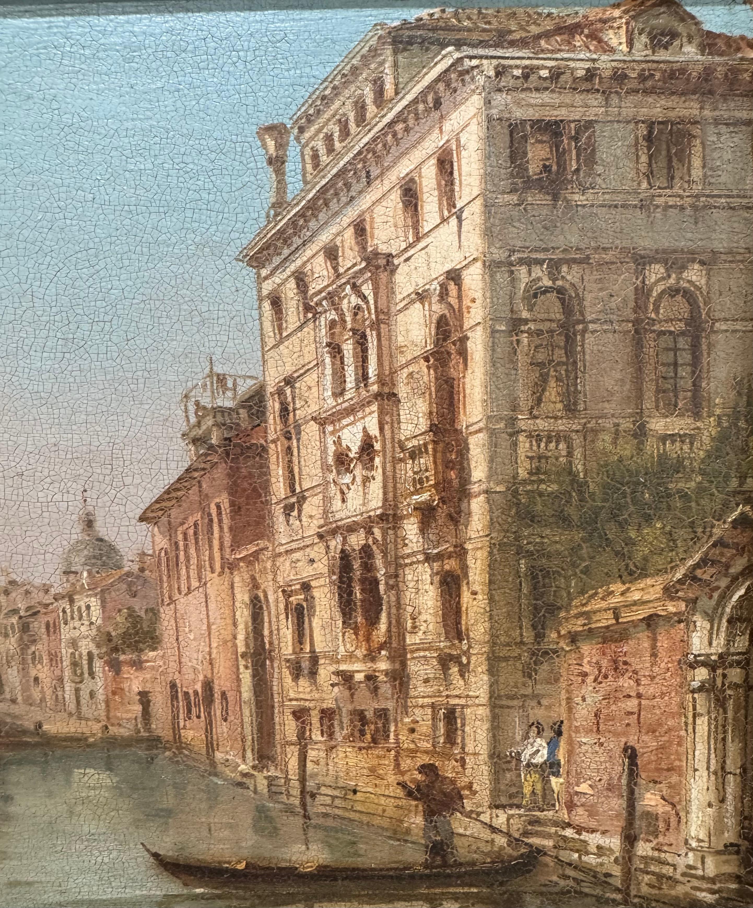 Antique Belle Epoque Italian GRAND CANAL Venetian Painting For Sale 1
