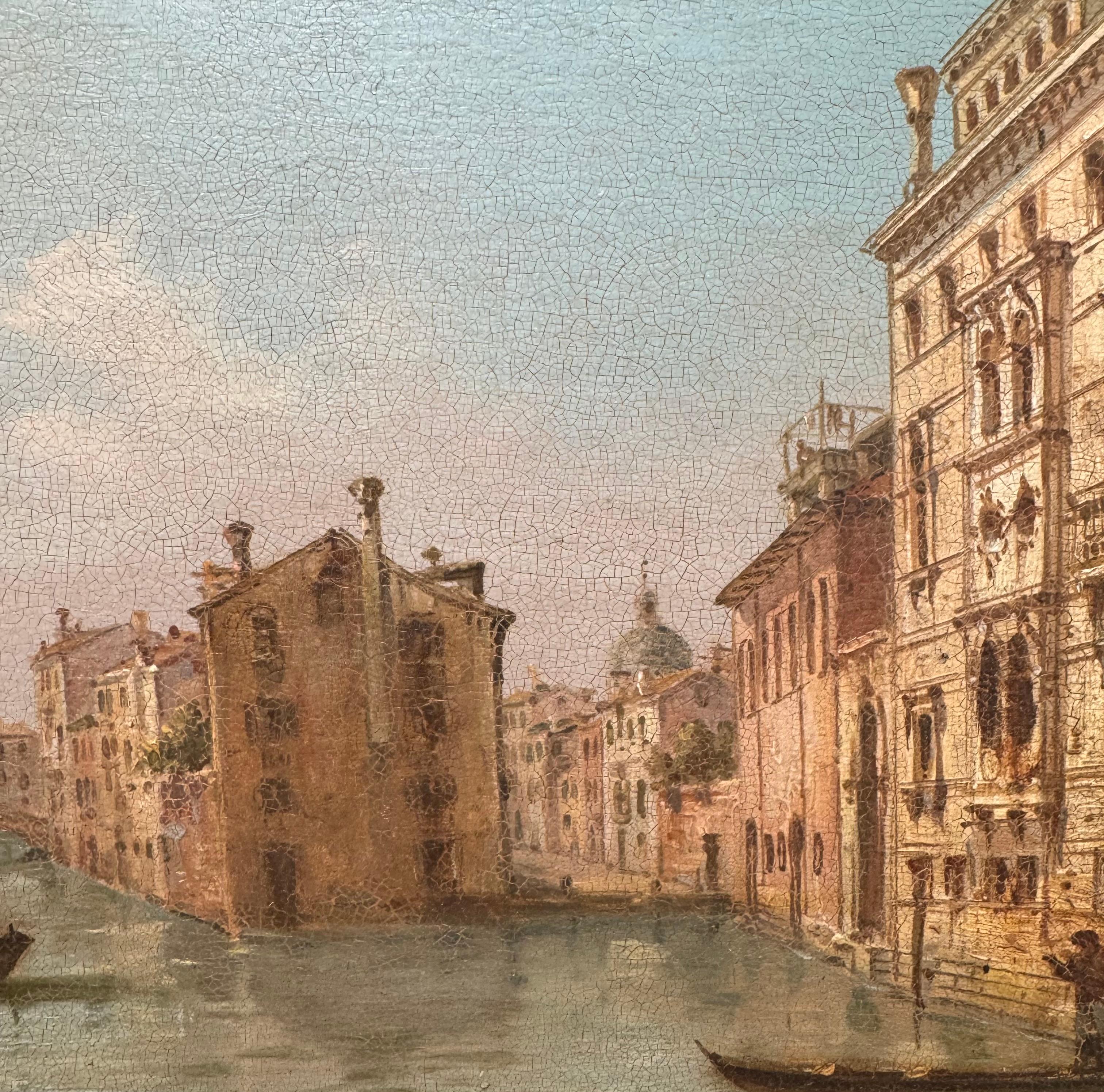 Antique Belle Epoque Italian GRAND CANAL Venetian Painting For Sale 2
