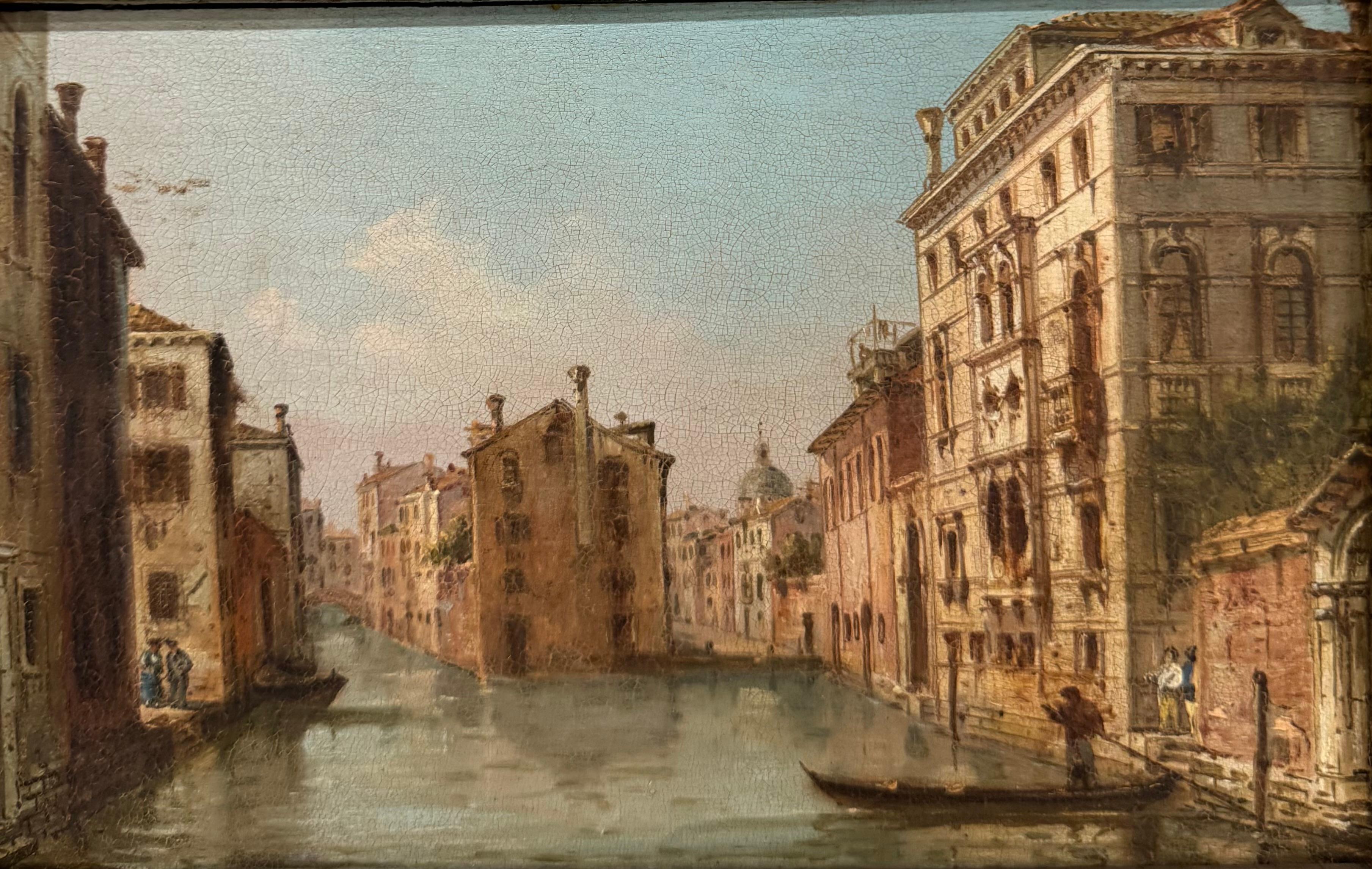 Antique Belle Epoque Italian GRAND CANAL Venetian Painting For Sale 4
