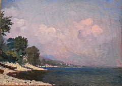 " Il lago Maggiore " Italia olio su cartone cm. 53 x 39 1910