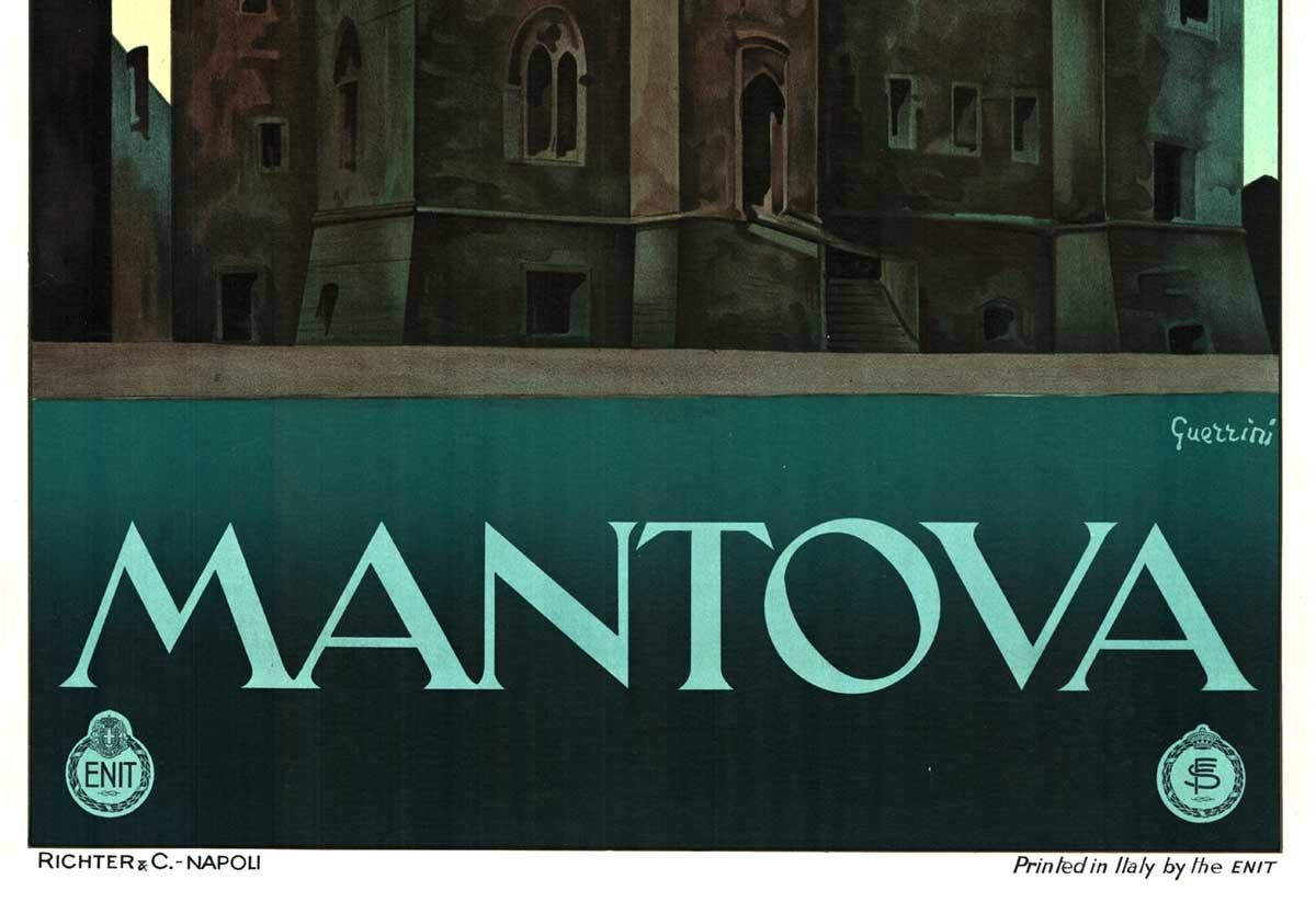 Original Mantova. Affiche de voyage italienne vintage - Réalisme américain Print par Giovanni Guerrini