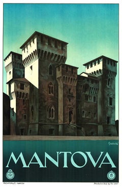 Mantua original. Póster de viaje vintage de Italia