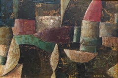 1960s Italian Futurist Abstract Oil Painting