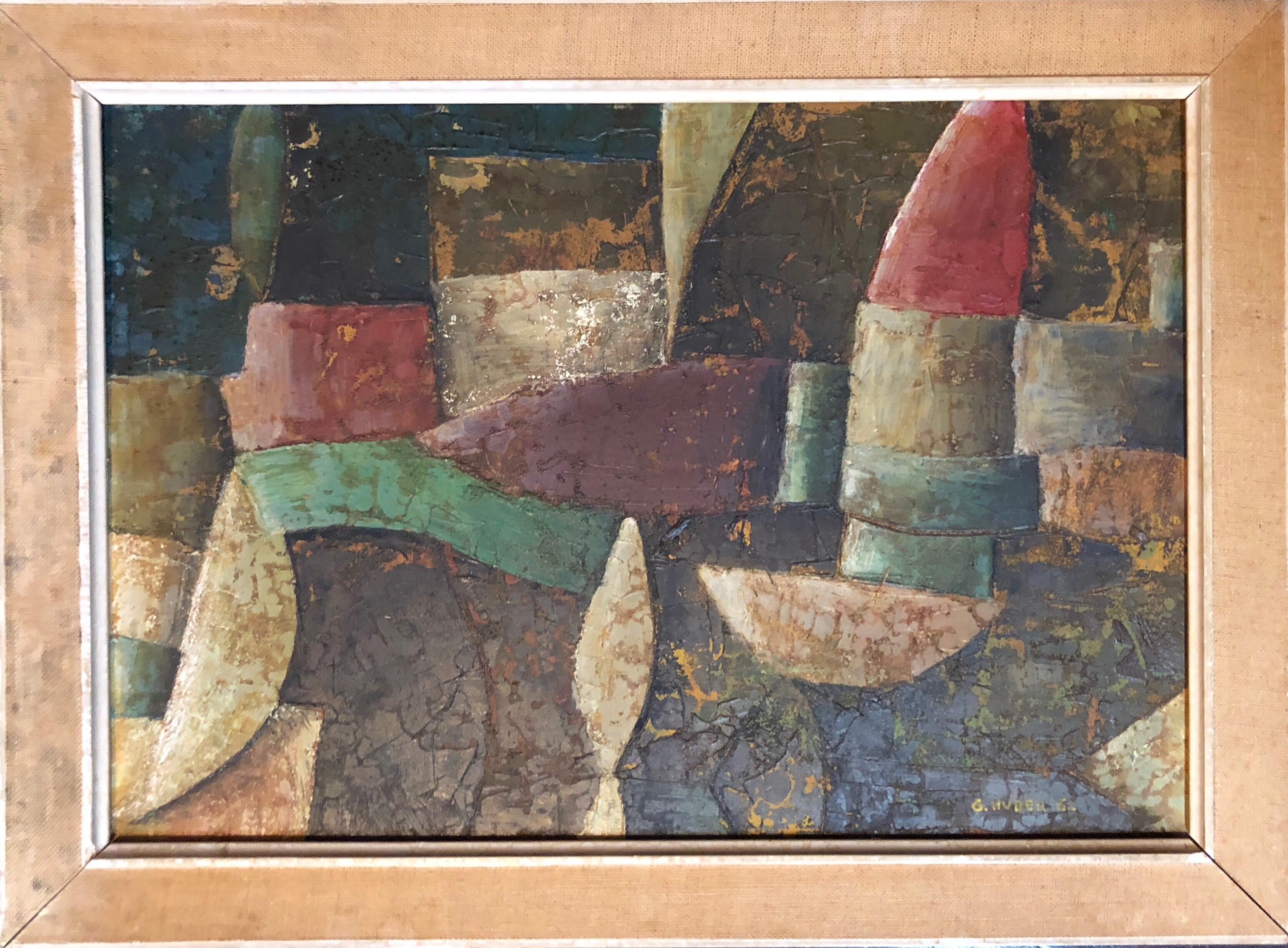 1960s Italian Futurist Abstract Oil Painting For Sale 2