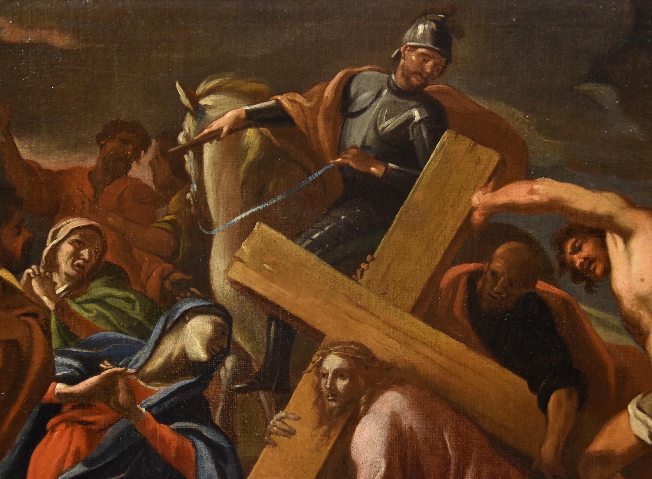 Calvary Jesus Lanfranco Paint Oil on canvas Oòld master 17th Century Italian Art For Sale 3