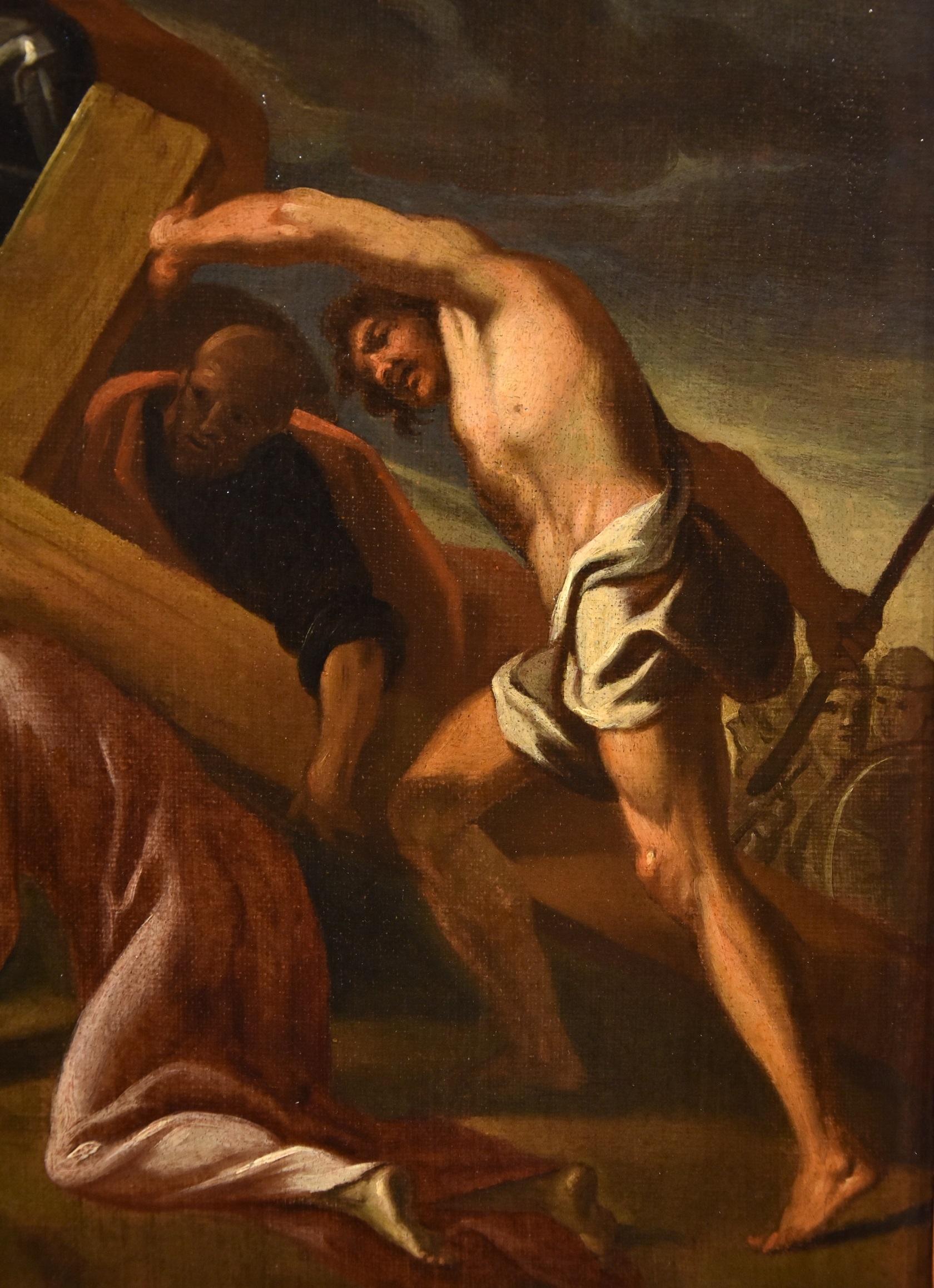 Calvary Jesus Lanfranco Paint Oil on canvas Oòld master 17th Century Italian Art For Sale 5