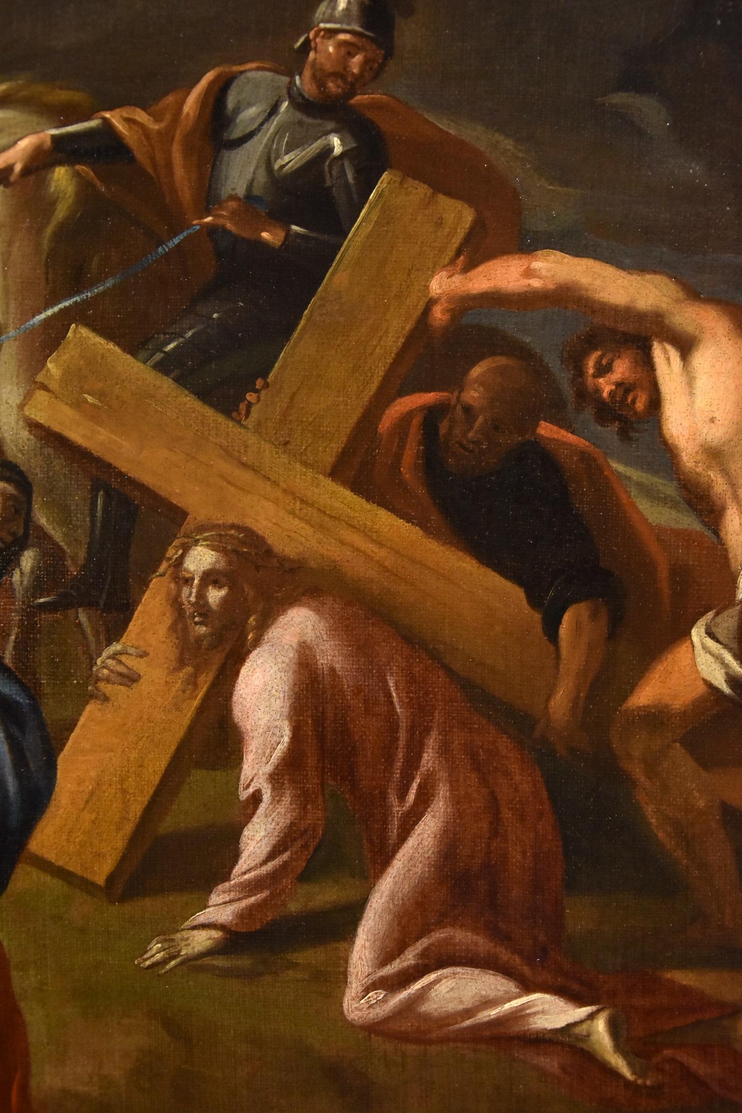 Calvary Jesus Lanfranco Paint Oil on canvas Oòld master 17th Century Italian Art For Sale 6