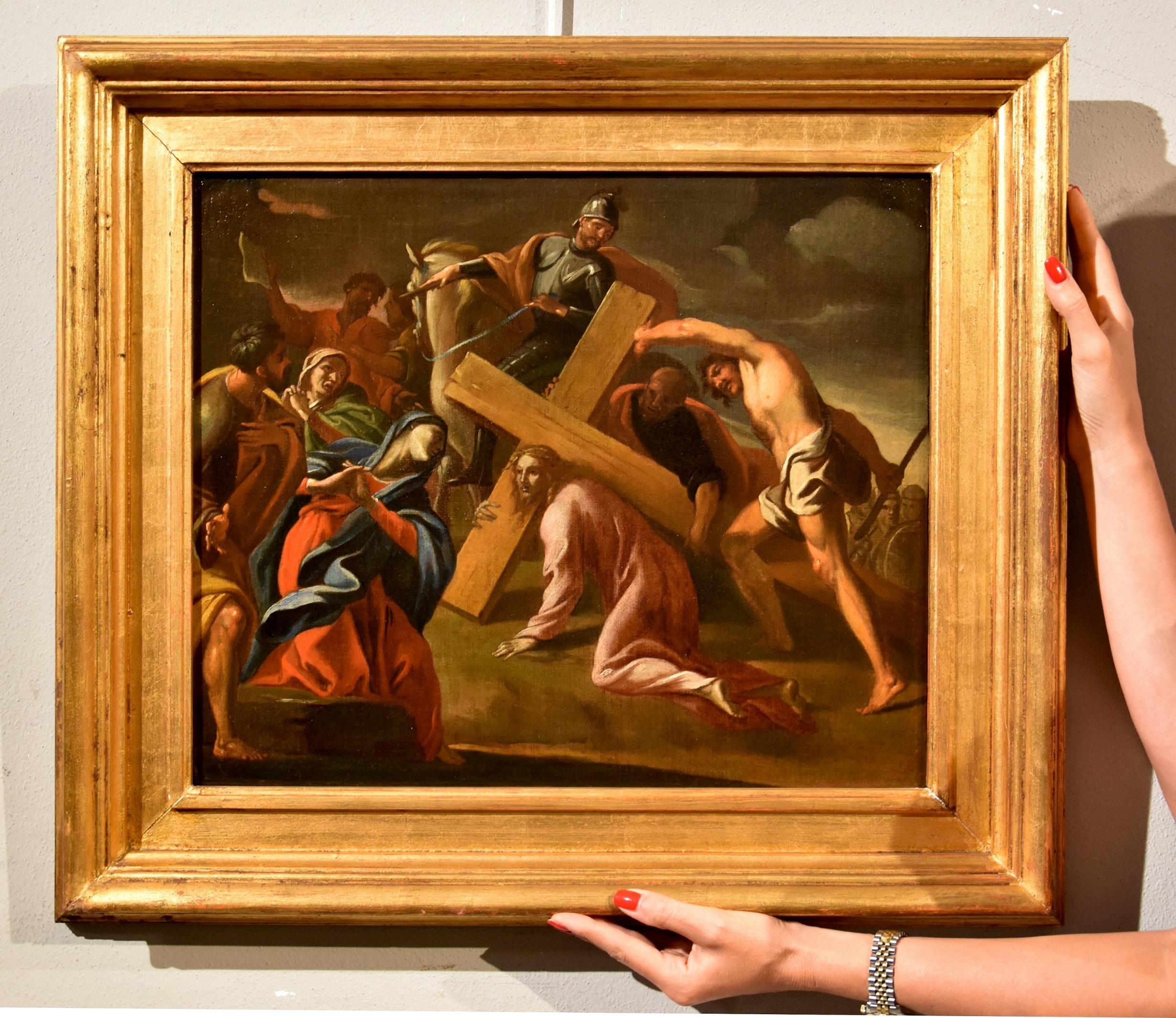 Peinture à l'huile sur toile de Calvary Jesus Lanfranco, maître d'Oòld, Art italien du XVIIe siècle - Painting de Giovanni Lanfranco (Terenzo, 1582 - Rome, 1647)