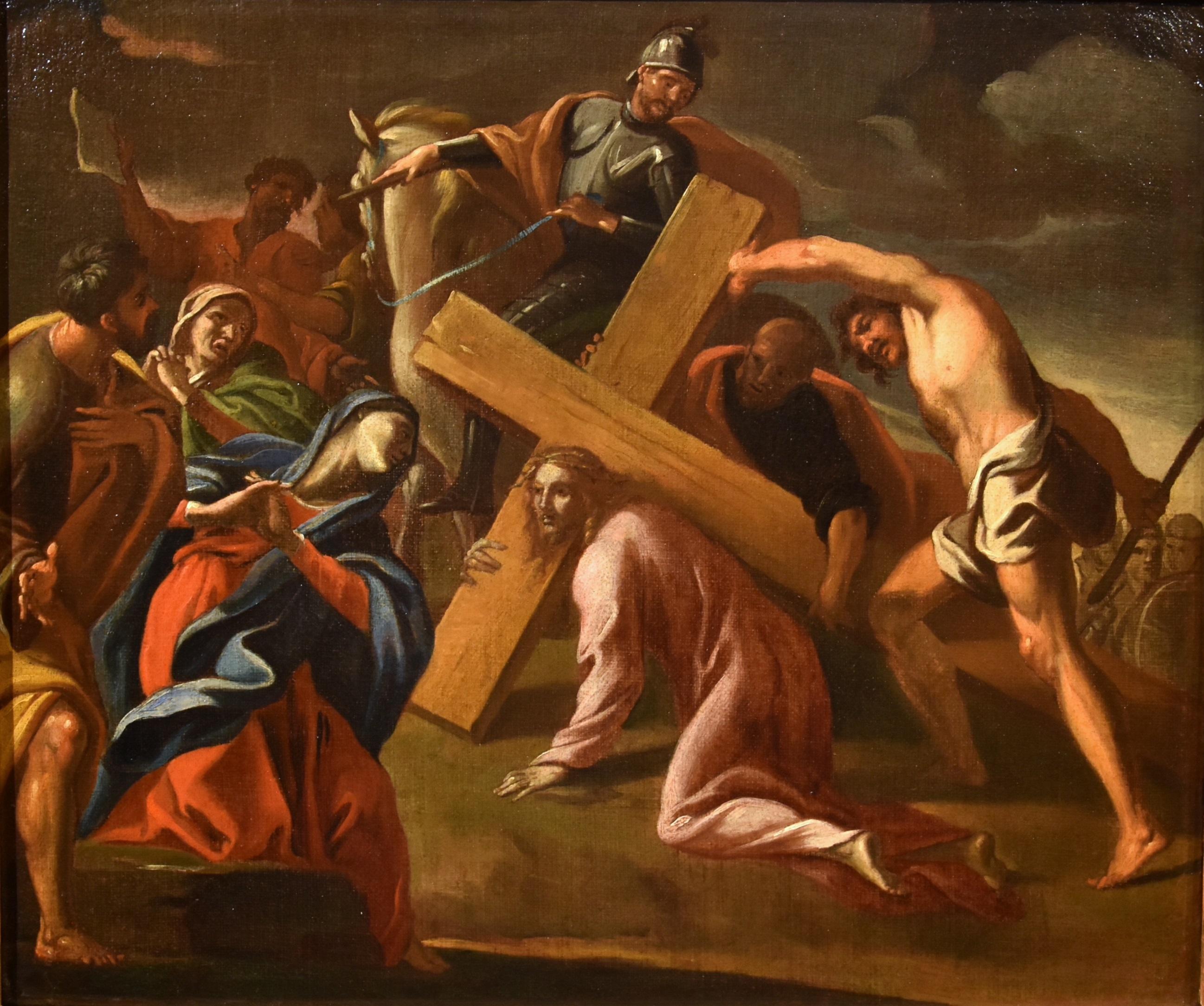 Peinture à l'huile sur toile de Calvary Jesus Lanfranco, maître d'Oòld, Art italien du XVIIe siècle - Maîtres anciens Painting par Giovanni Lanfranco (Terenzo, 1582 - Rome, 1647)