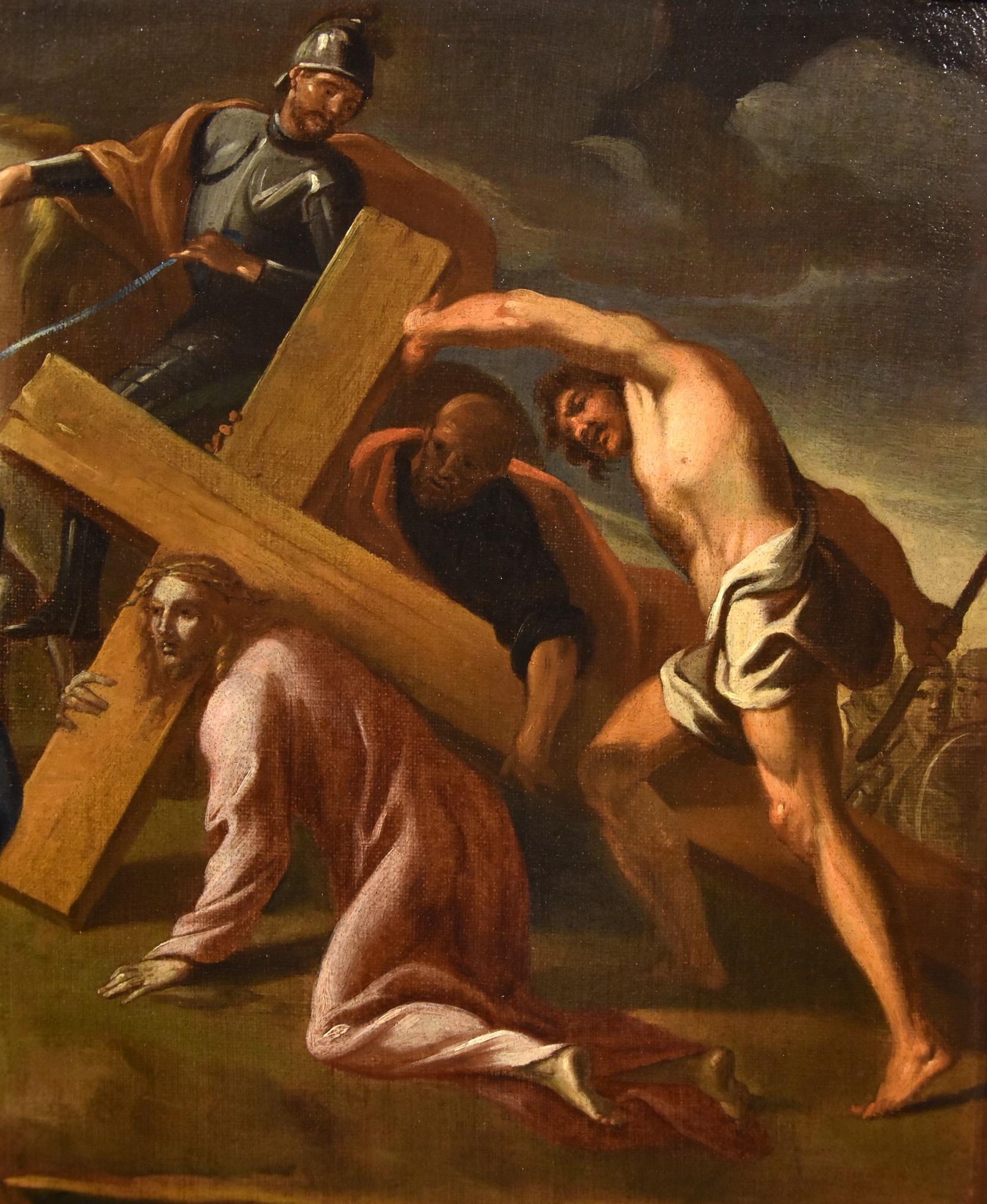 Peinture à l'huile sur toile de Calvary Jesus Lanfranco, maître d'Oòld, Art italien du XVIIe siècle 2