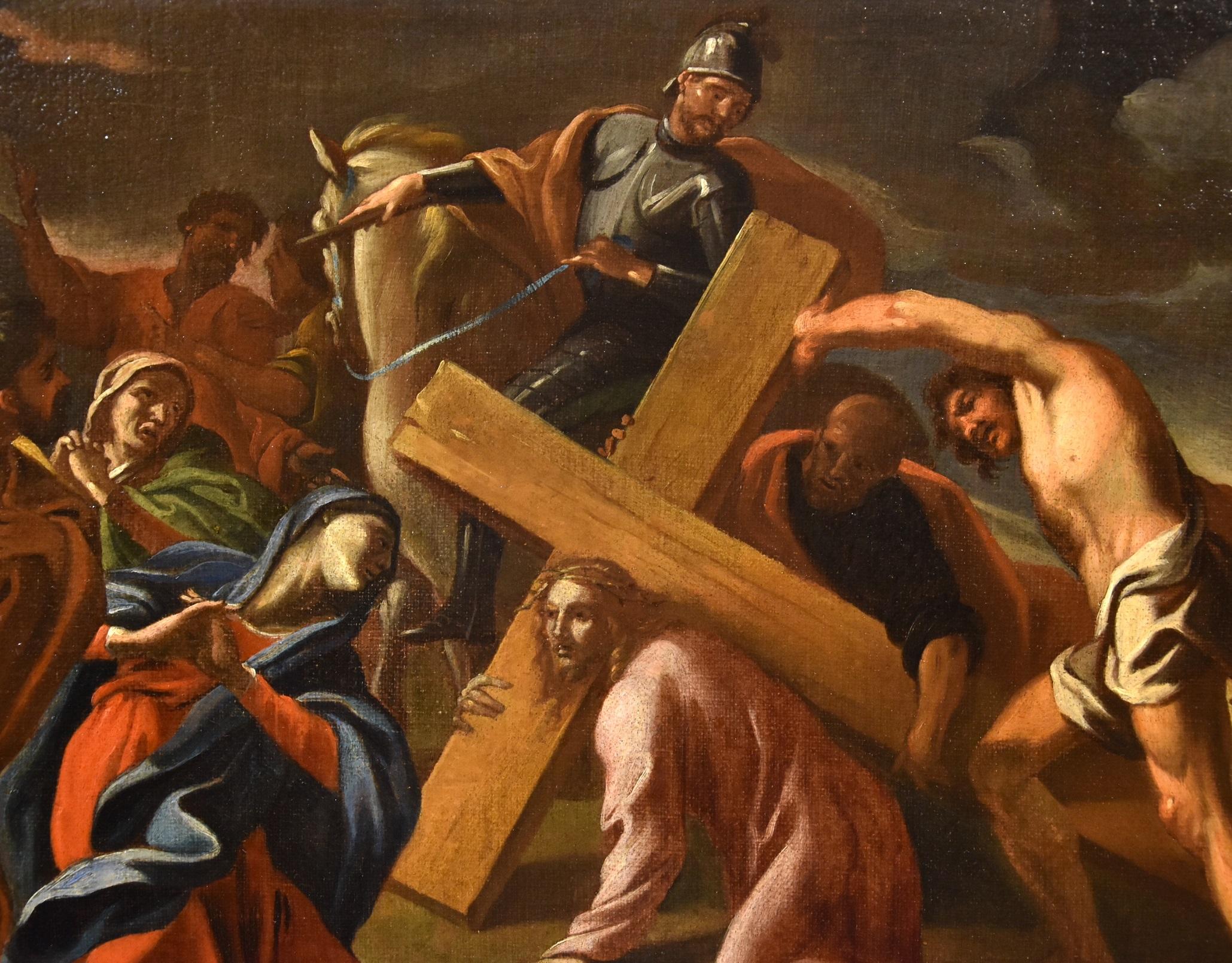 Calvary Jesus Lanfranco Paint Oil on canvas Oòld master 17th Century Italian Art For Sale 1