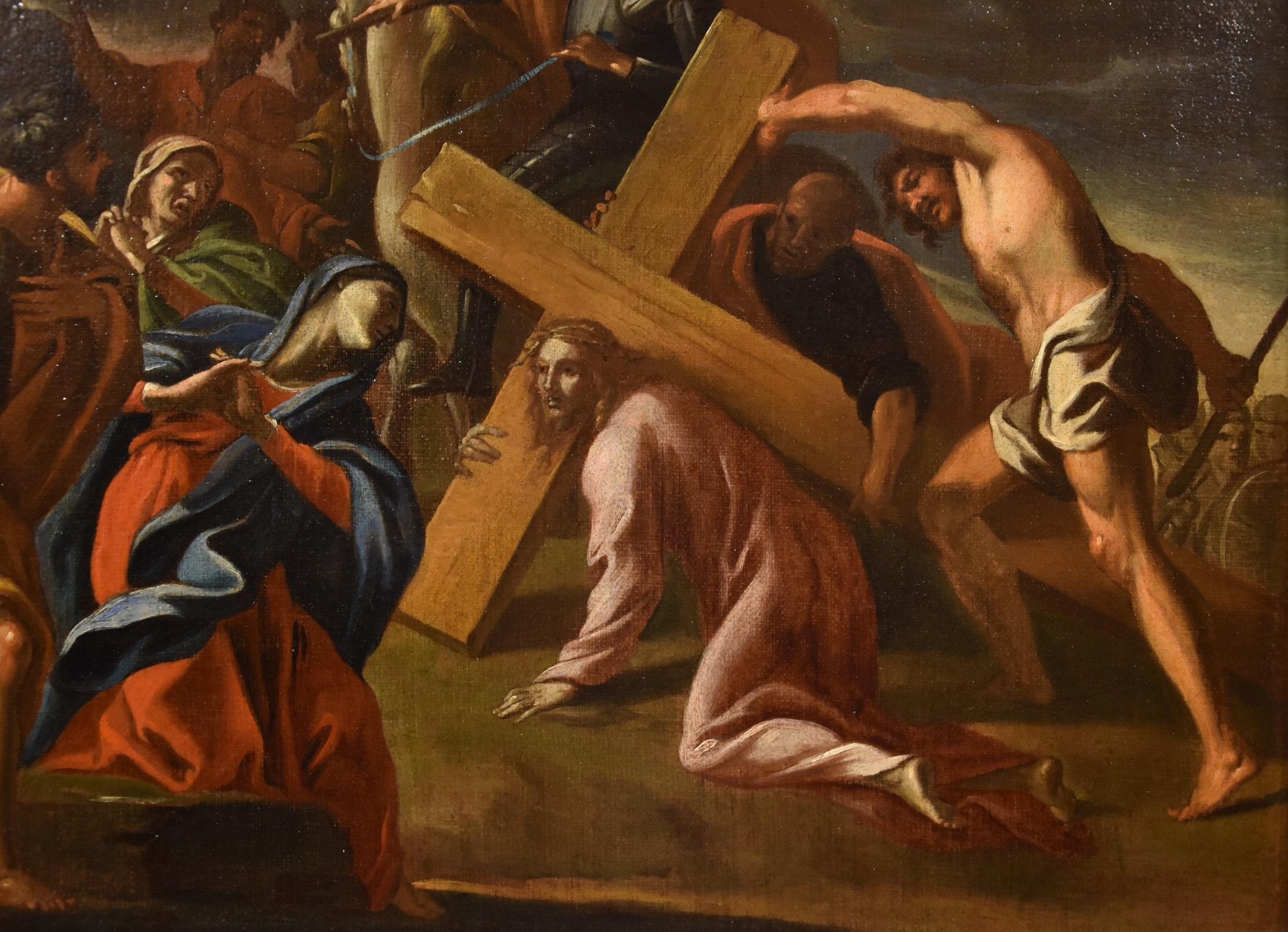 Calvary Jesus Lanfranco Paint Oil on canvas Oòld master 17th Century Italian Art For Sale 2