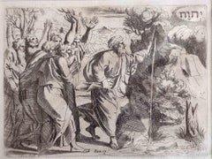 Antique Exo.17 - Old Testament Story - Etching by Giovanni Lanfranco - 1607