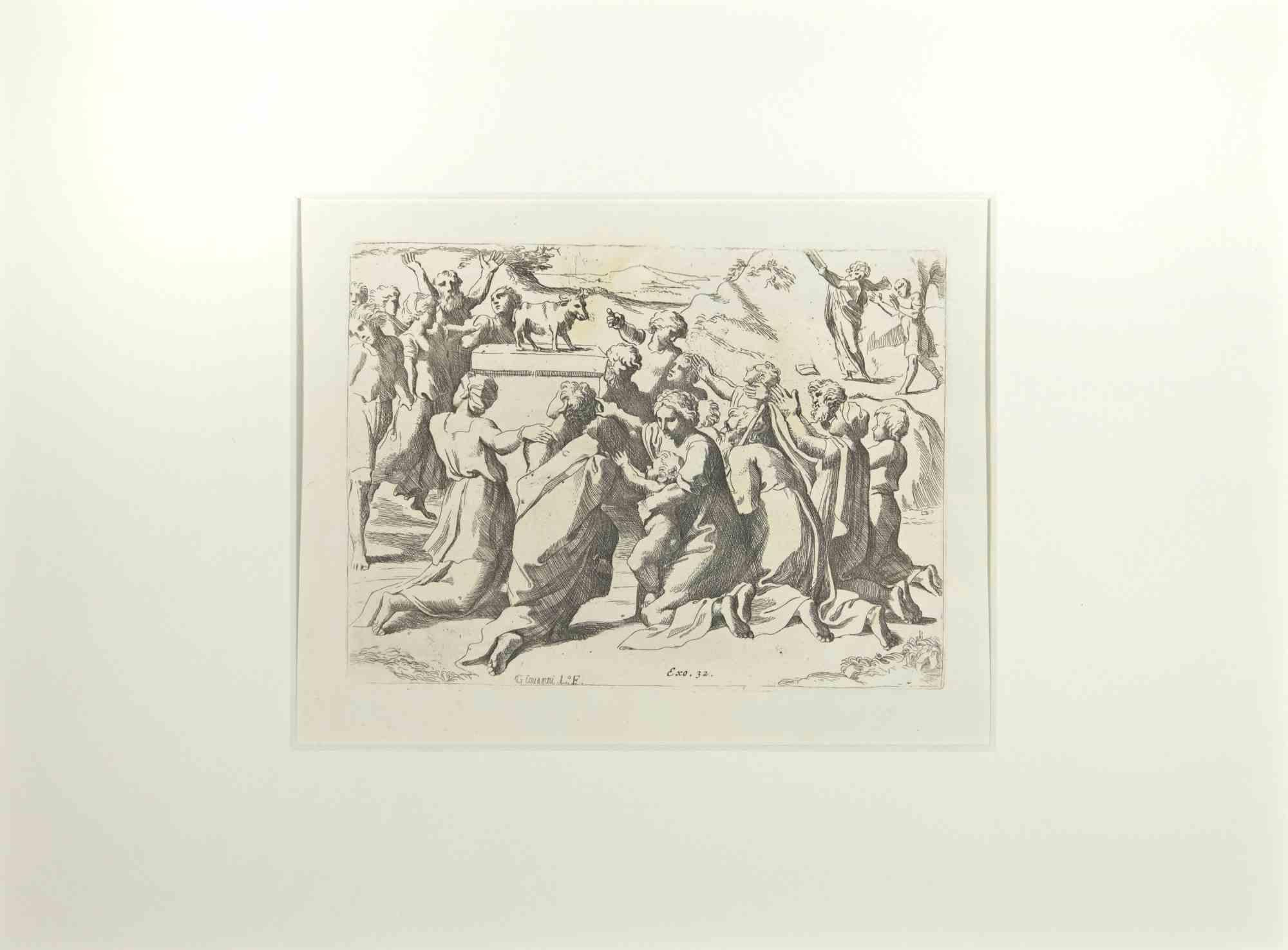 Figurative Print Giovanni Lanfranco (Terenzo, 1582 - Rome, 1647) - Genesis 32 - Histoire du Testament ancien - eau-forte de Giovanni Lanfranco - années 1607