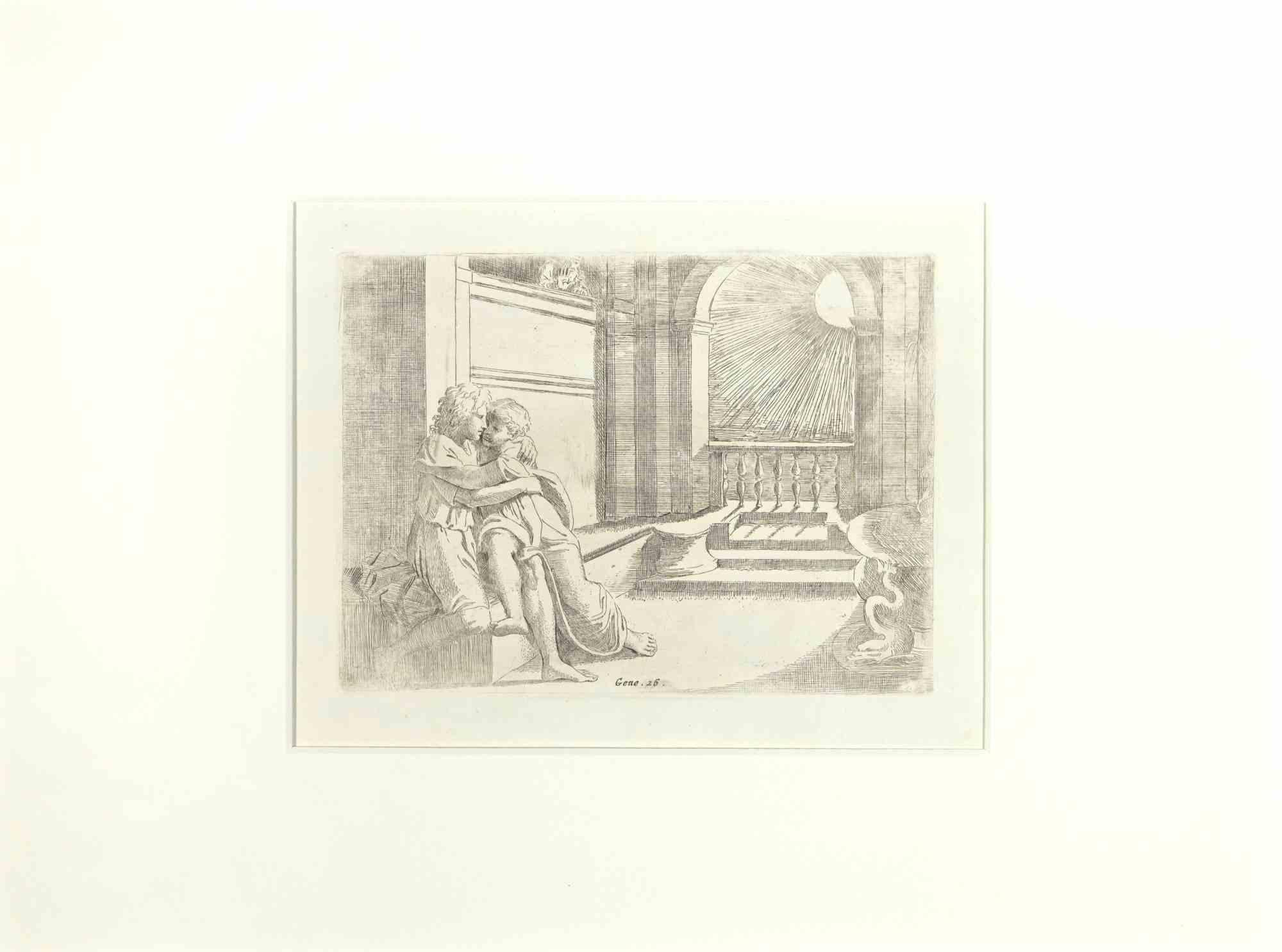 Giovanni Lanfranco (Terenzo, 1582 - Rome, 1647) Figurative Print – Joshua 26 – Die Geschichte des Alten Testaments – Radierung von Giovanni Lanfranco – 1607