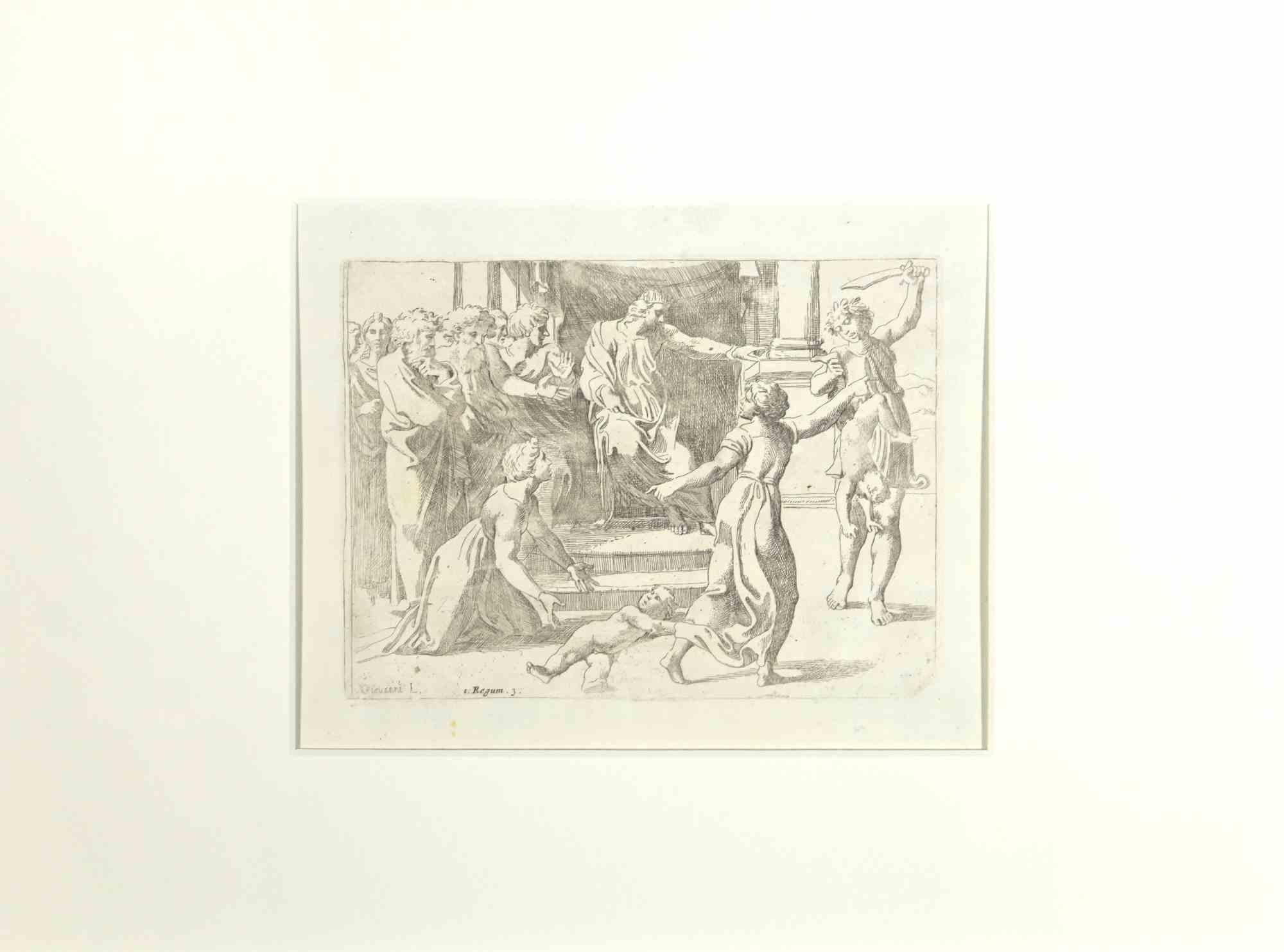 Giovanni Lanfranco (Terenzo, 1582 - Rome, 1647) Figurative Print - Old Testament Story - Etching by Giovanni Lanfranco - 1607s