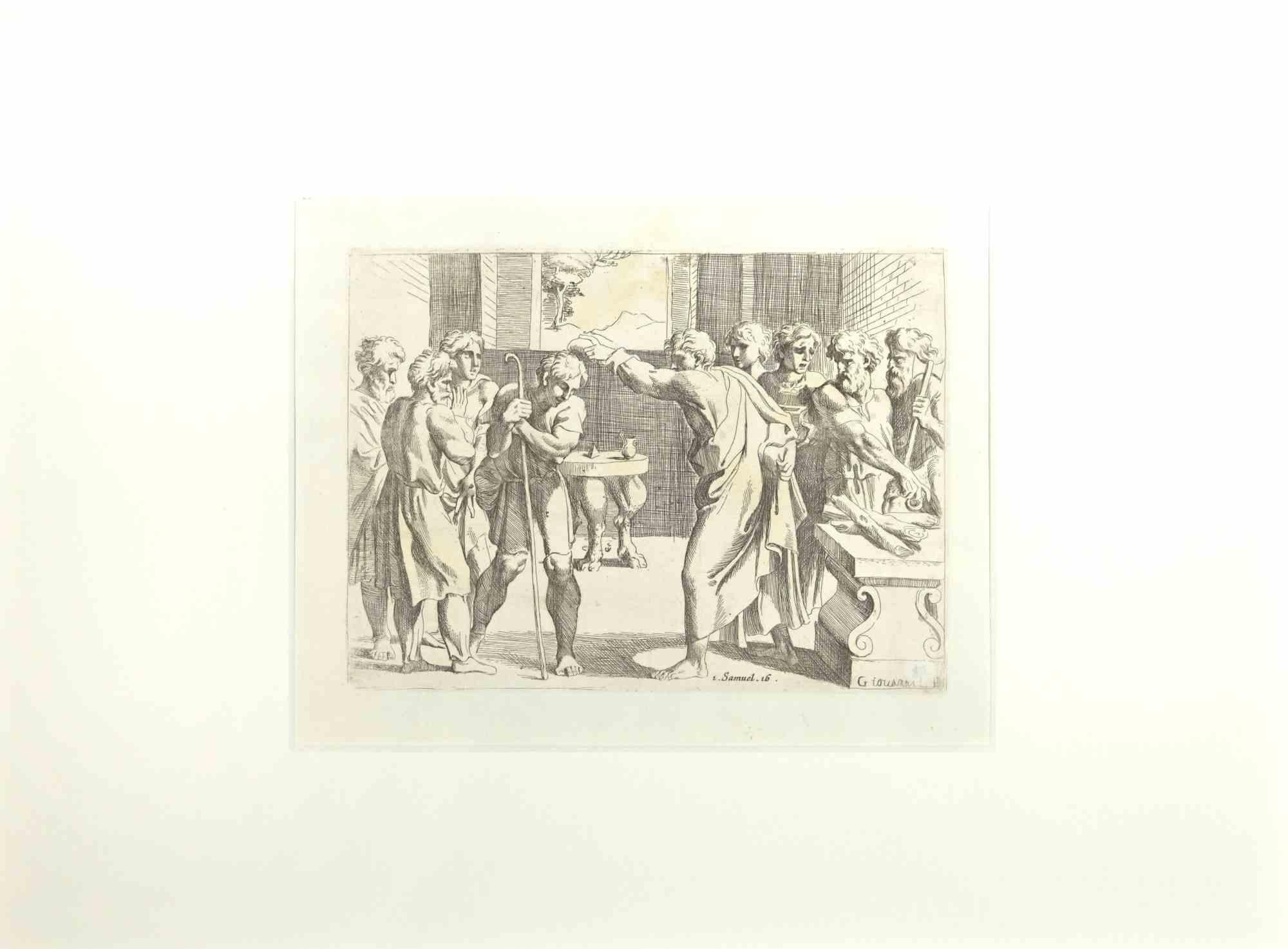 Figurative Print de Giovanni Lanfranco (Terenzo, 1582 - Rome, 1647) - Samuel 14 - Historia del Antiguo Testamento - Grabado de Giovanni Lanfranco - 1607