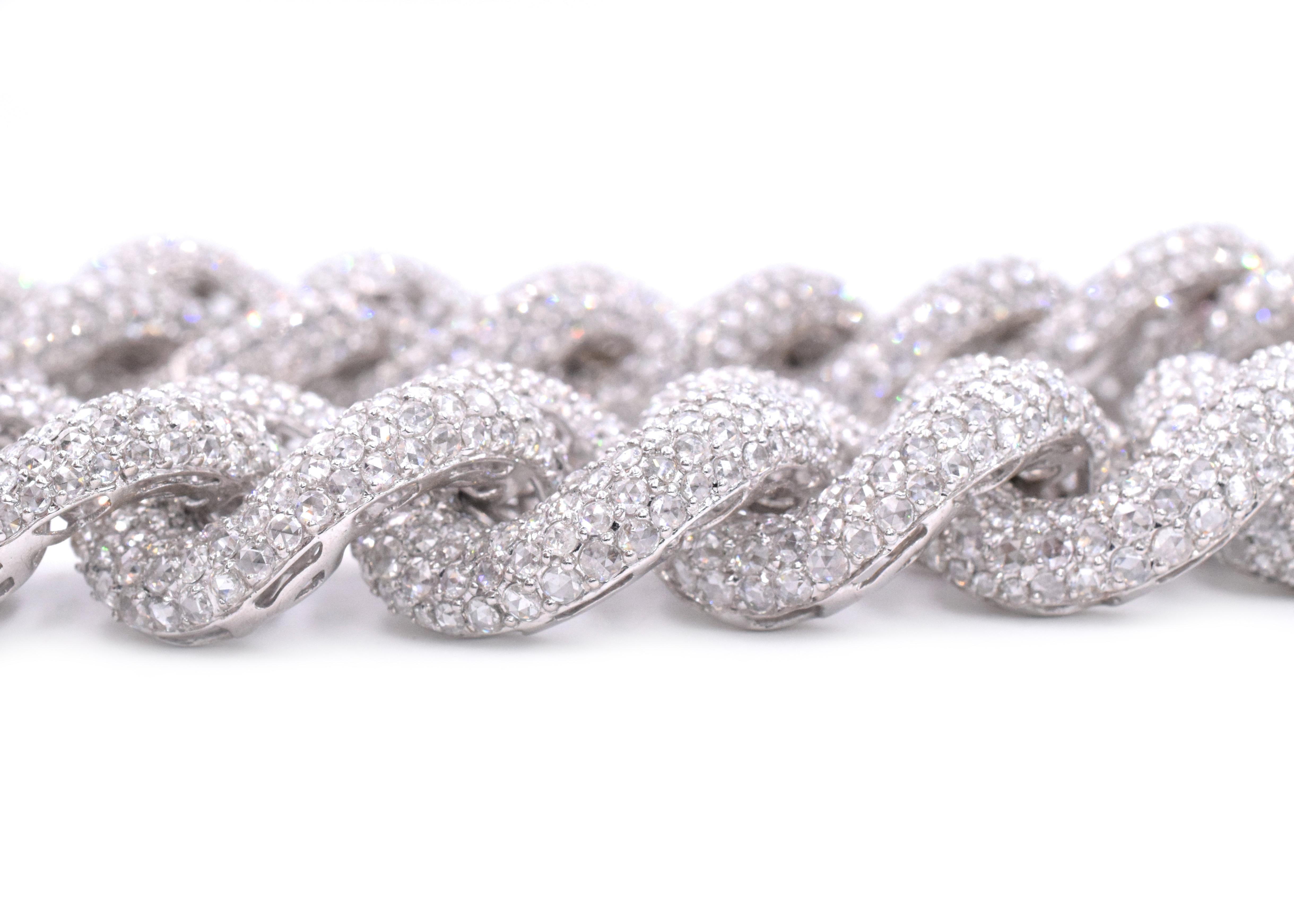 Giovane Große Glieder-Diamant-Halskette (Rosenschliff) im Angebot