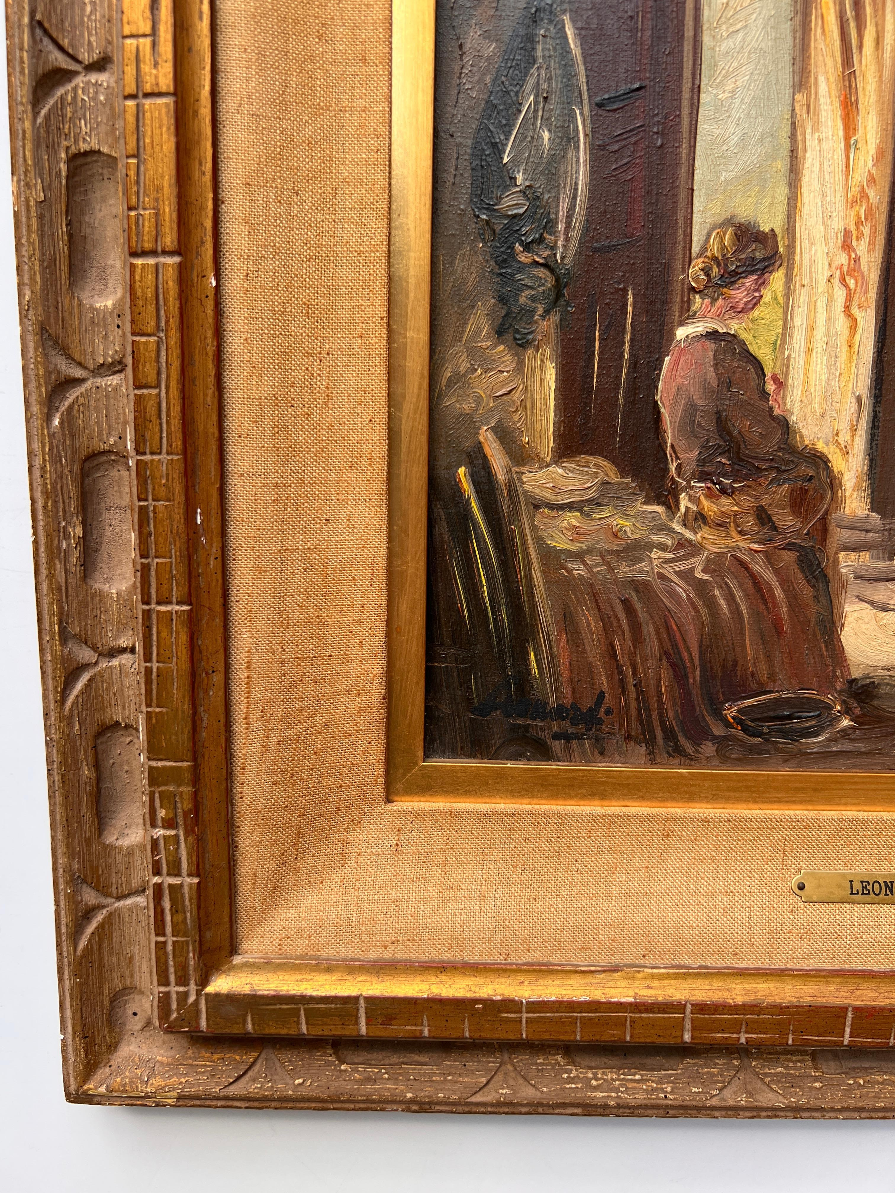 Italian Artist Giovanni Leonardi (1876 -1957) Antique oil painting on canvas 3