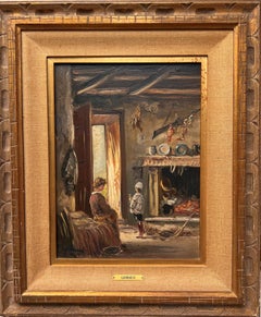 L'artiste italien Giovanni Leonardi (1876 -1957) peinture à l'huile sur toile ancienne