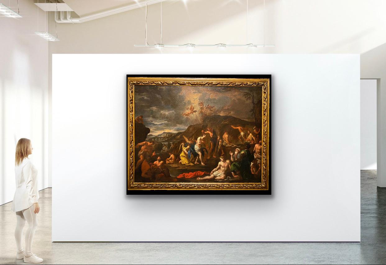 17th century Italian Old Master - The baptism of Christ - Religious Faith - Painting by Giovanni Lorenzo Bertolotto