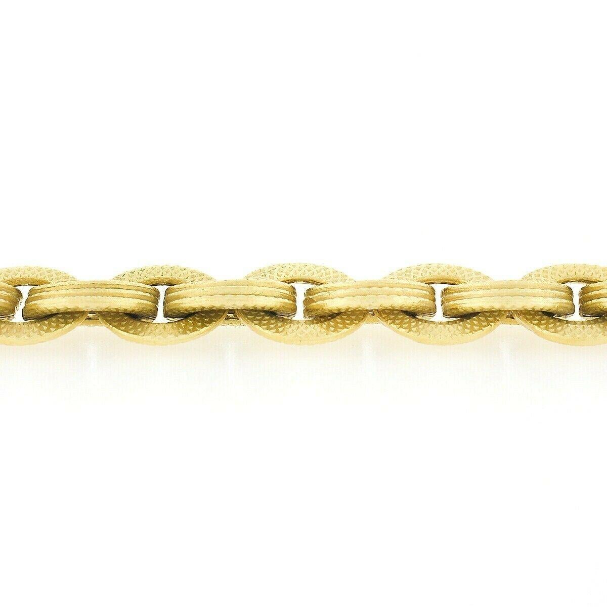 Giovanni Marchisio 18K Yellow Gold Textured Tri Circular Link Chain Necklace In Excellent Condition In Montclair, NJ