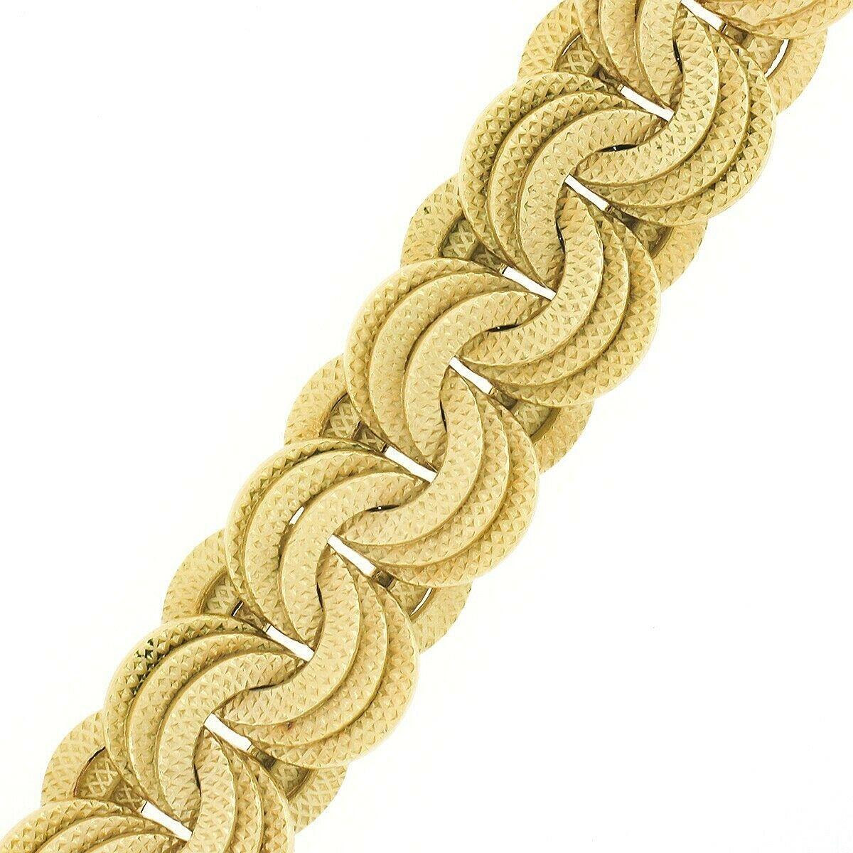 Giovanni Marchisio 18K Yellow Gold Textured Tri Circular Link Chain Necklace 1