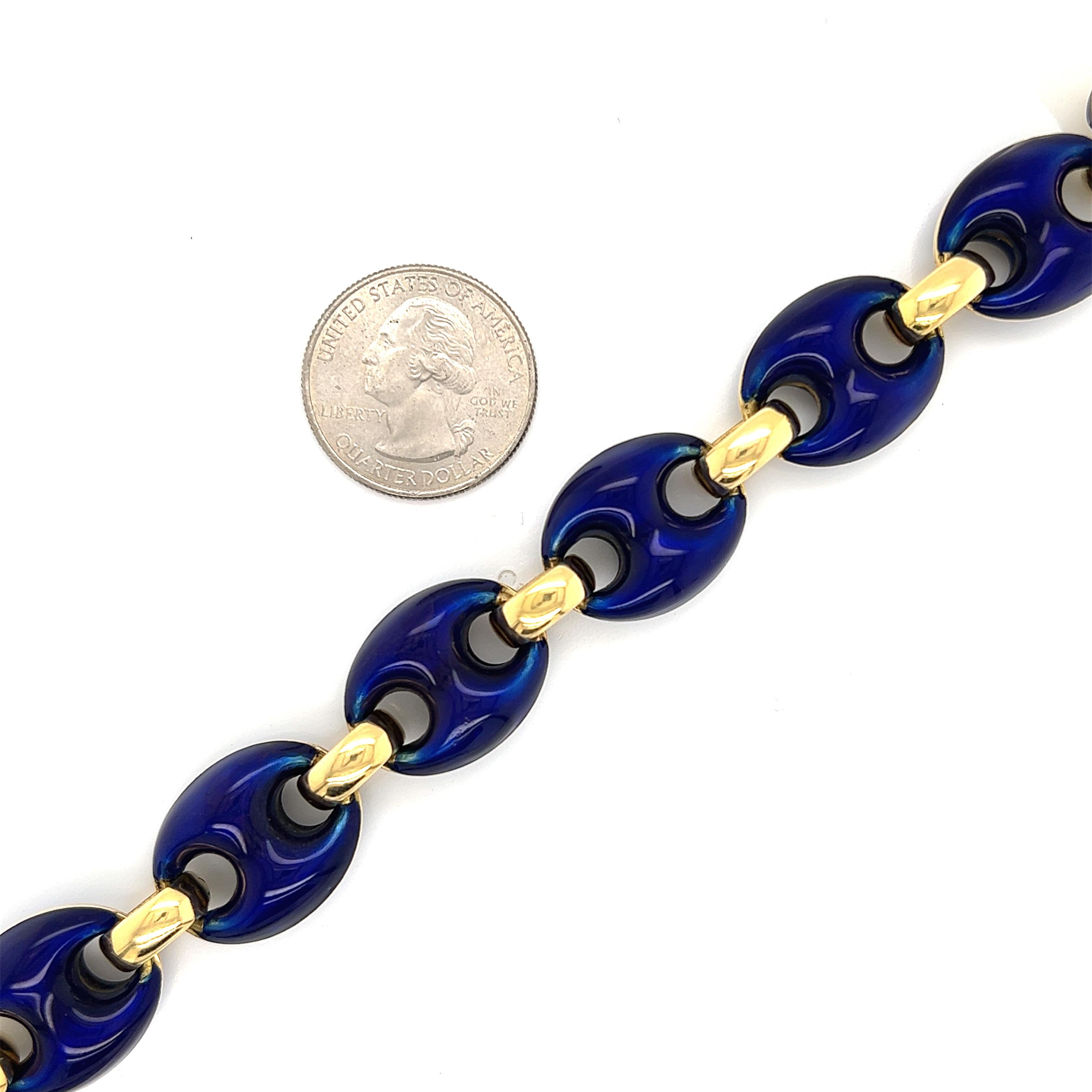 Giovanni Marchisio Gucci Puff 18k Kobaltblau emailliertes Armband für Damen oder Herren