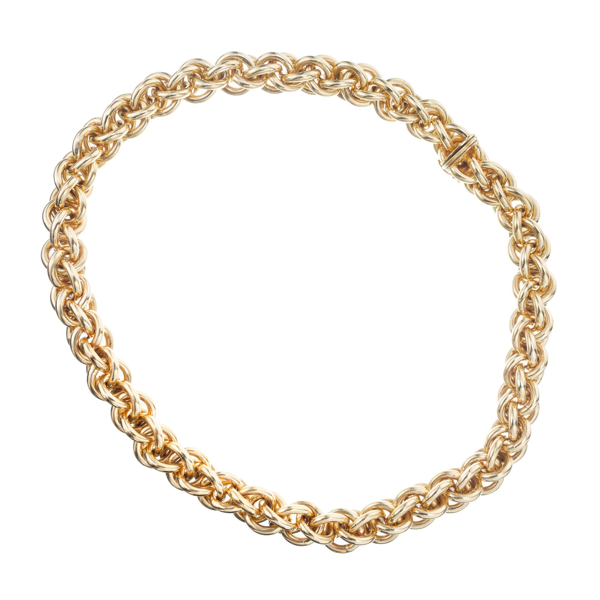 Giovanni Marchisio Italian Gold Woven Link Necklace For Sale