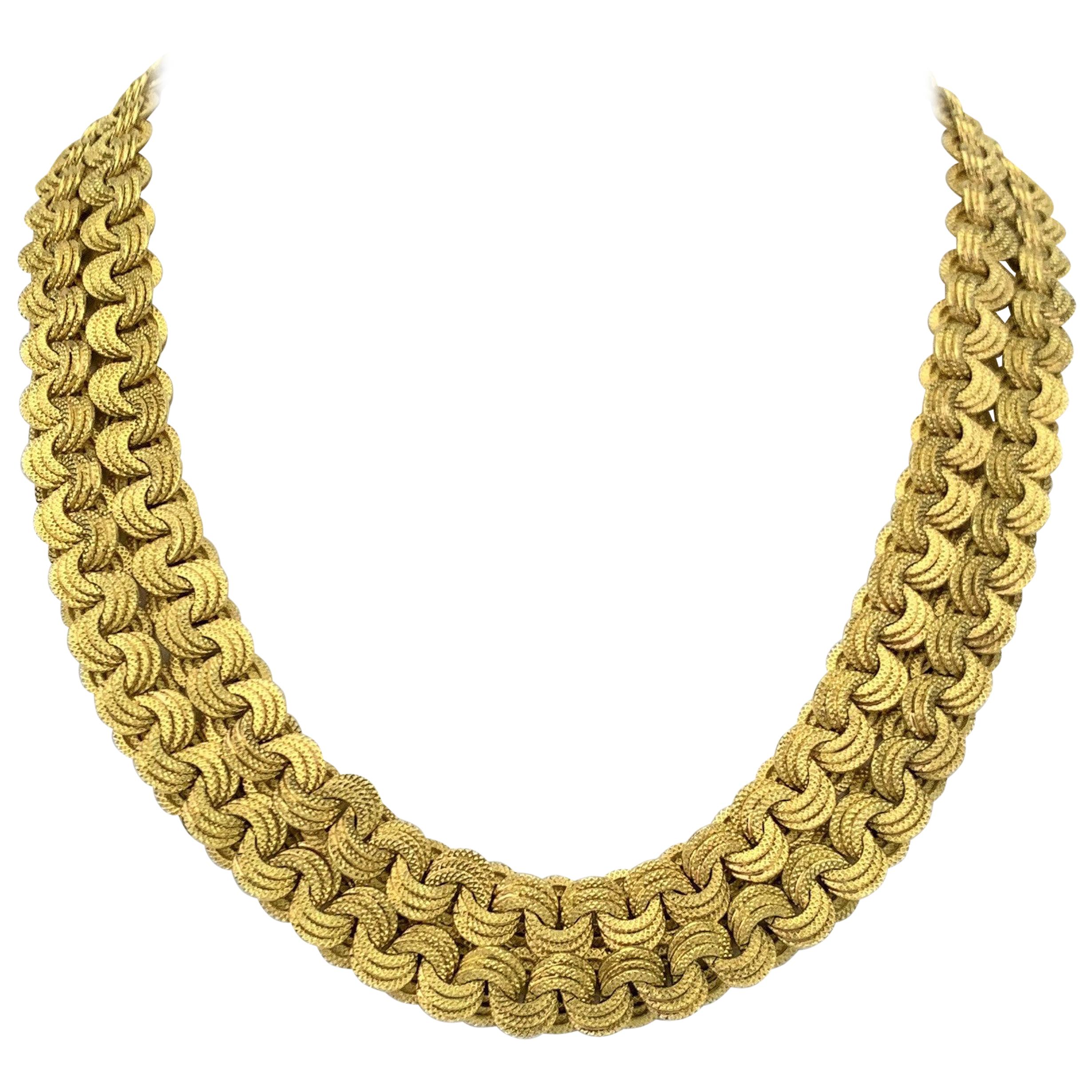 Giovanni Marchisio Vintage 18 Karat Yellow Gold Fancy Link Necklace