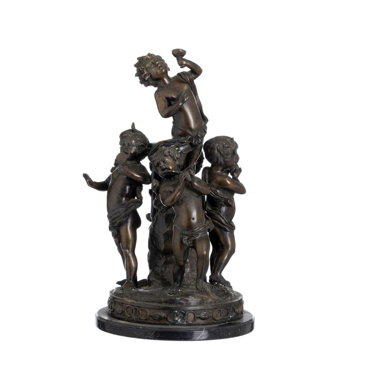 Gruppo scultoreo in bronzo, posto su una base di marmo. Firmato e datato 1809. Altezza: (totale) 48,5 cm.