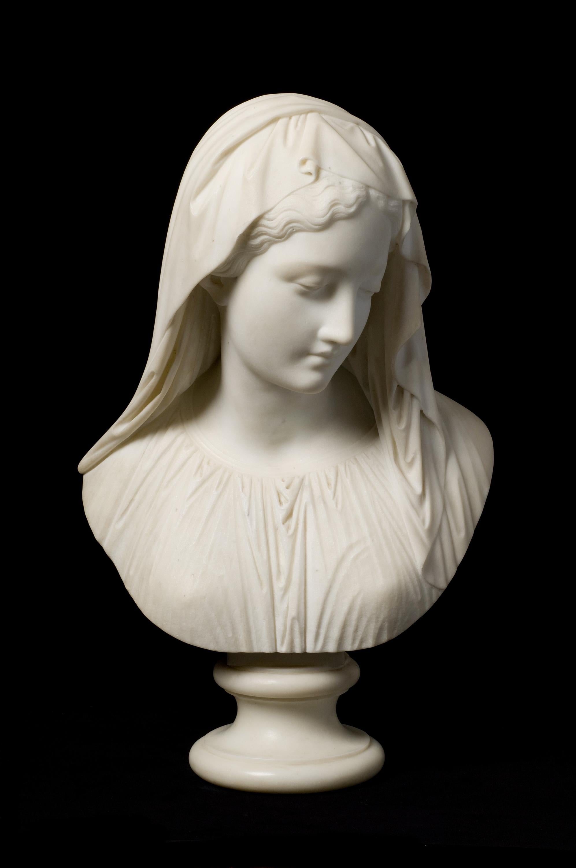 Veiled Woman Classical Marble - Sculpture by Giovanni Maria Benzoni