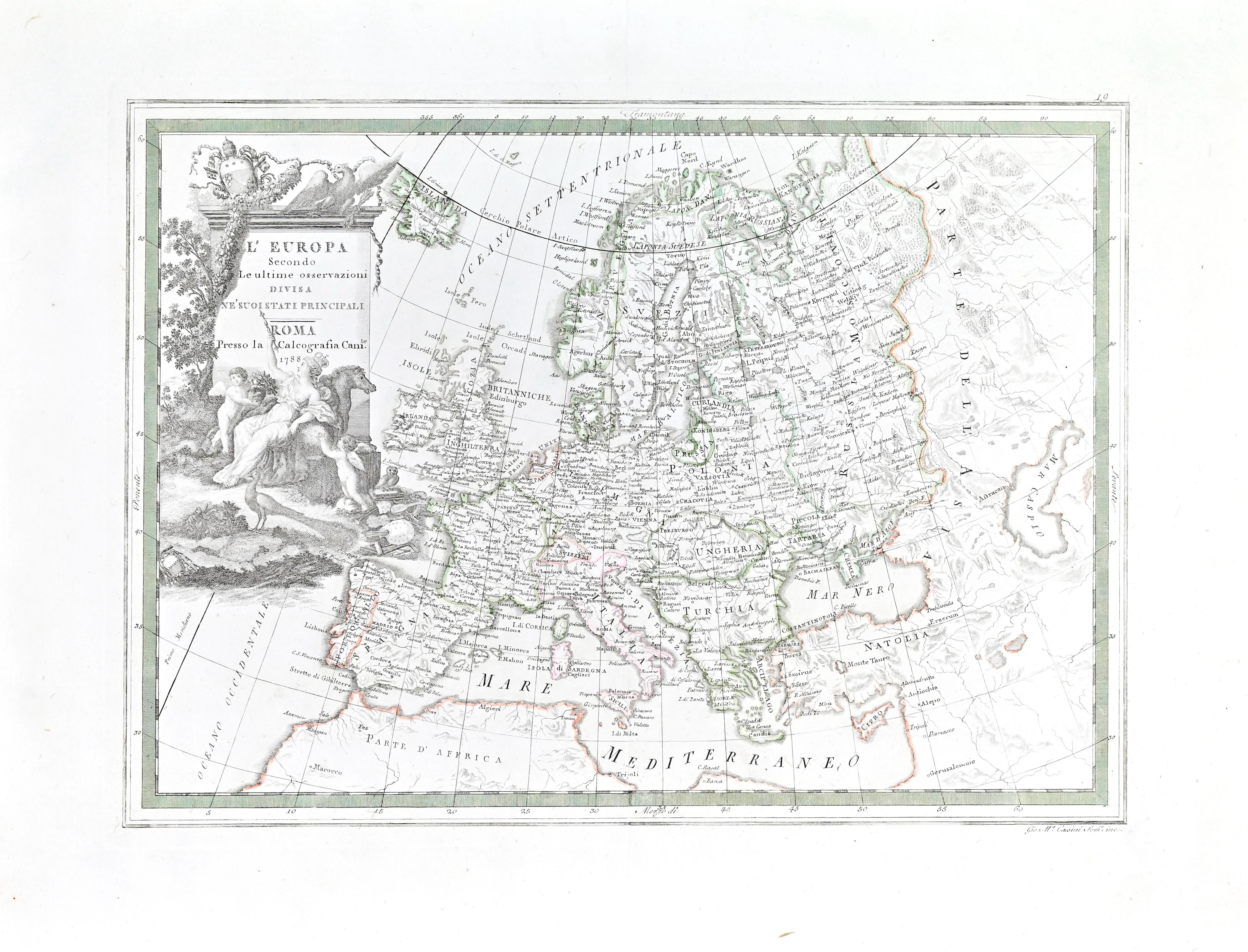 Giovanni Maria Cassini Figurative Print - Map of Europe
