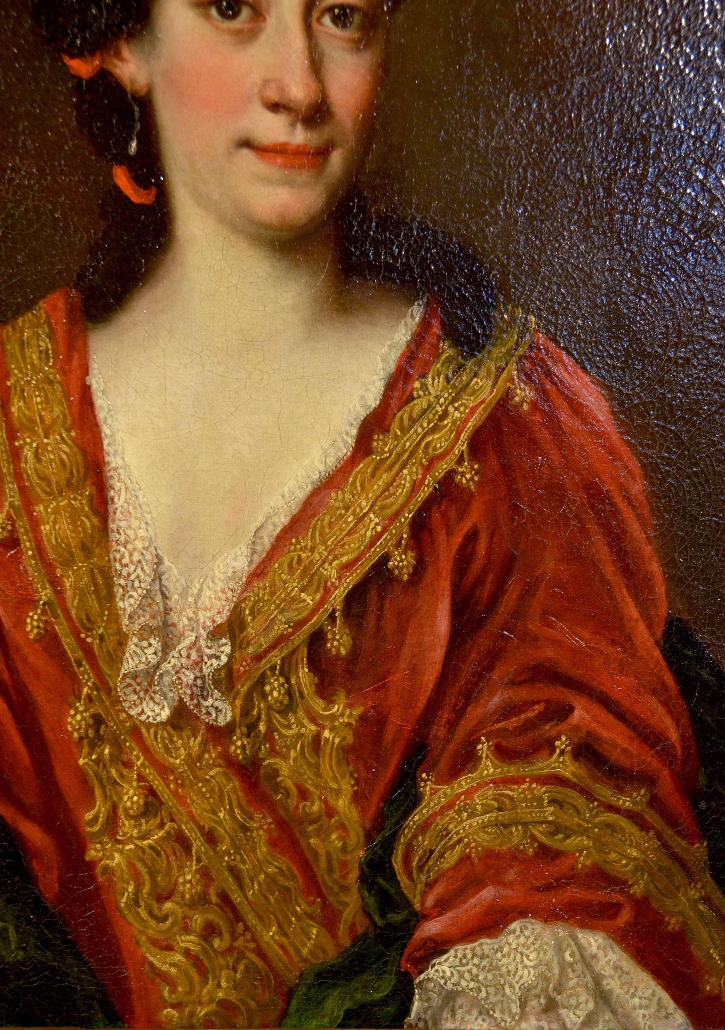Portrait Femme Lady Delle Piane Peinture Huile sur toile Ancien maître Art du 18ème siècle en vente 5