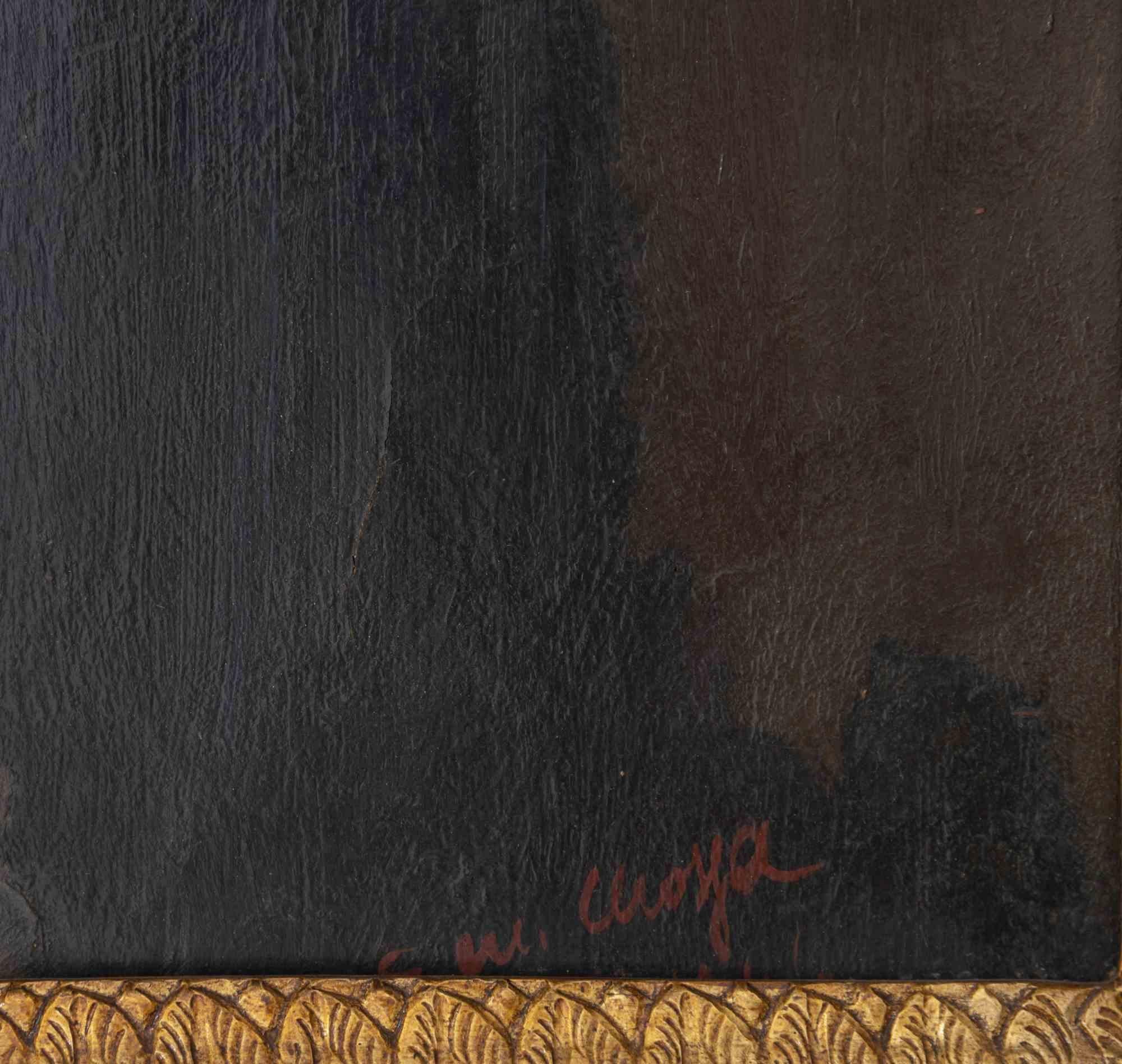 Jeune femme pensive - Peinture à l'huile de Giovanni Maria Mossa - Début du 20ème siècle en vente 1
