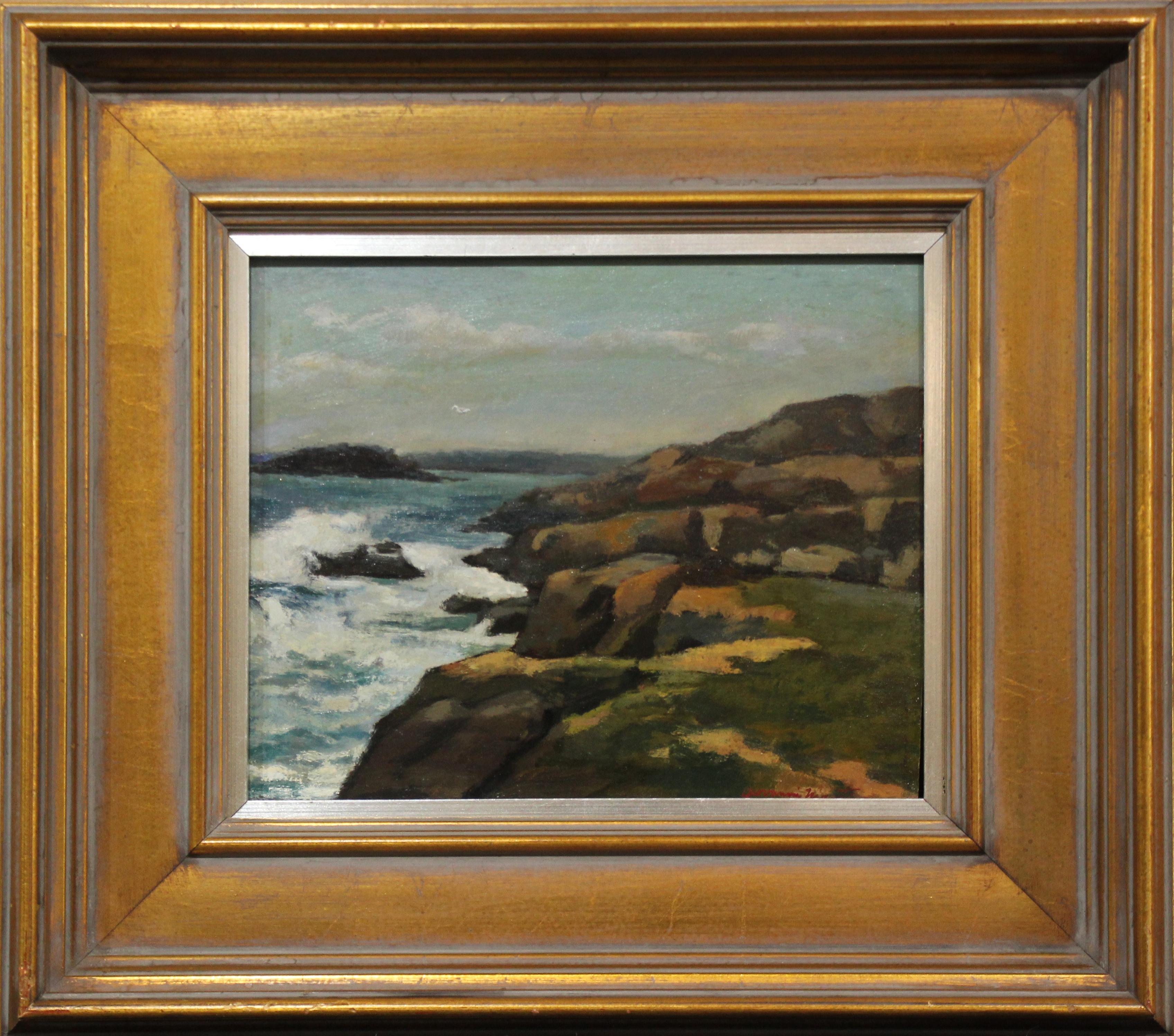 Bass Rock, New England Seascape by Pennsylvania Impressionist - Painting by Giovanni Martino
