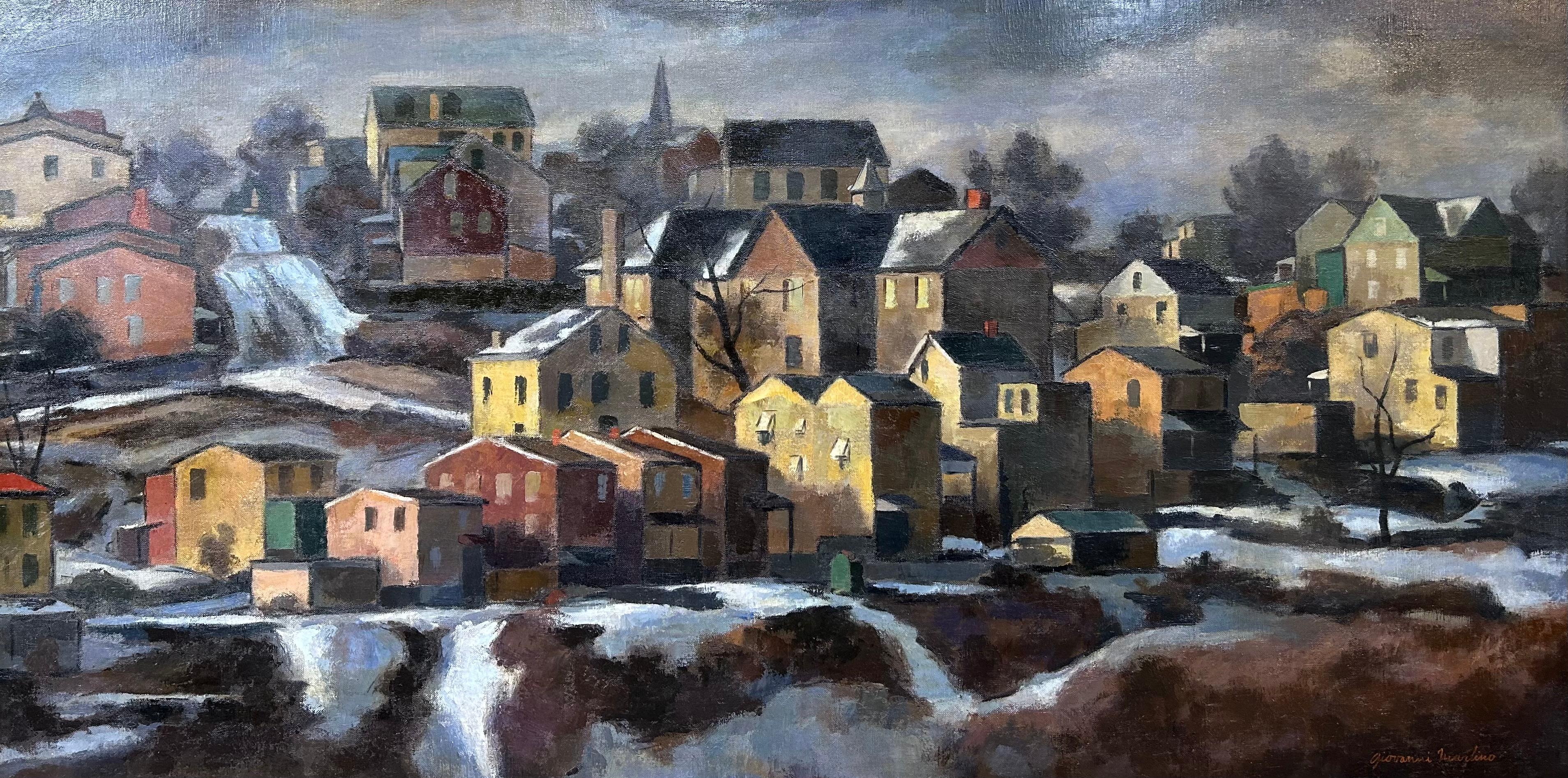 Giovanni Martino Landscape Painting - Manayunk Houses, Regional American Cityscape by Pennsylvania Impressionist