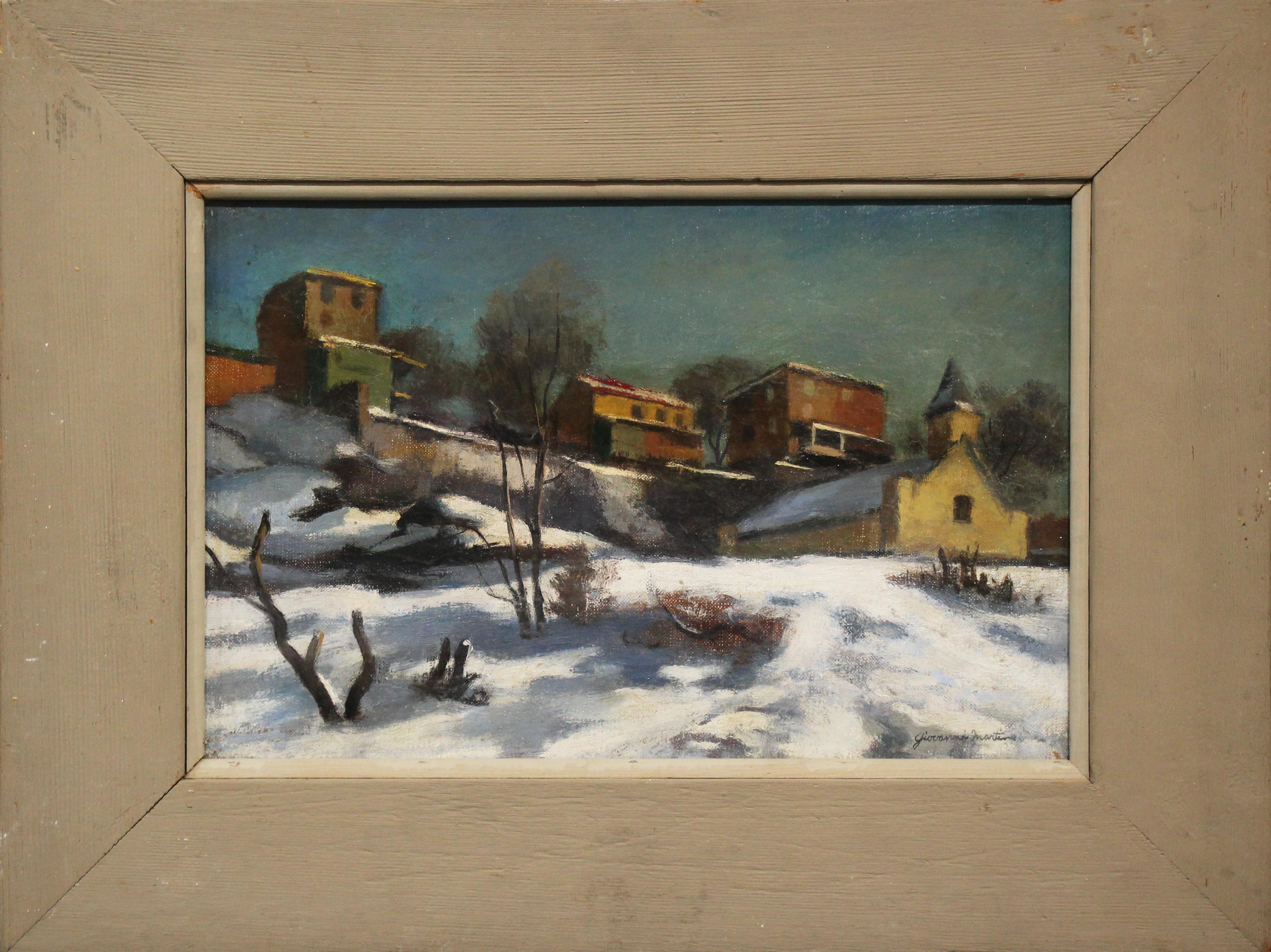 Manayunk, Regional American Winter Cityscape von Pennsylvania Impressionist (Amerikanischer Impressionismus), Painting, von Giovanni Martino