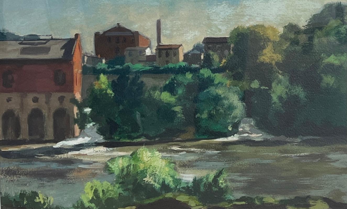  Manayunk, Schuylkill River, Factory, City Scene Philadelphia, Pennsylvania 1970 - Painting by Giovanni Martino