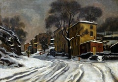 Inverno a Manayunk, paesaggio urbano regionale americano dell'impressionista della Pennsylvania