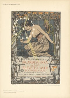 1897 D'après Giovanni Mataloni "Lampes à gaz" Lithographie sur pierre