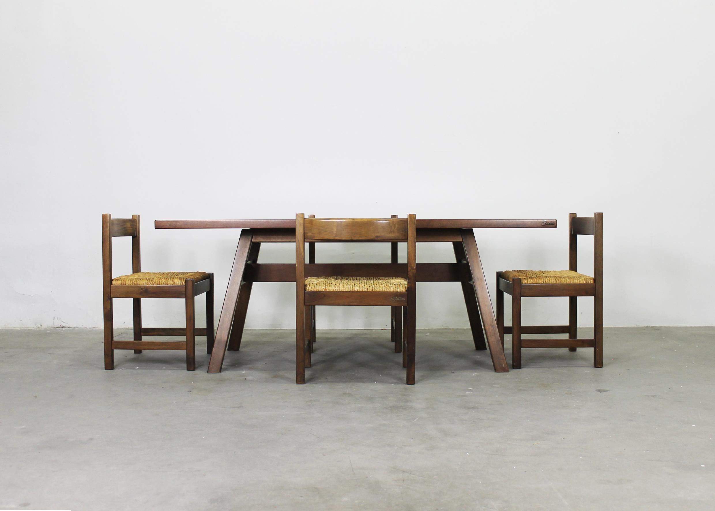 Giovanni Michelucci Dining Room Set with Table Bench and Chairs by Poltronova 2
