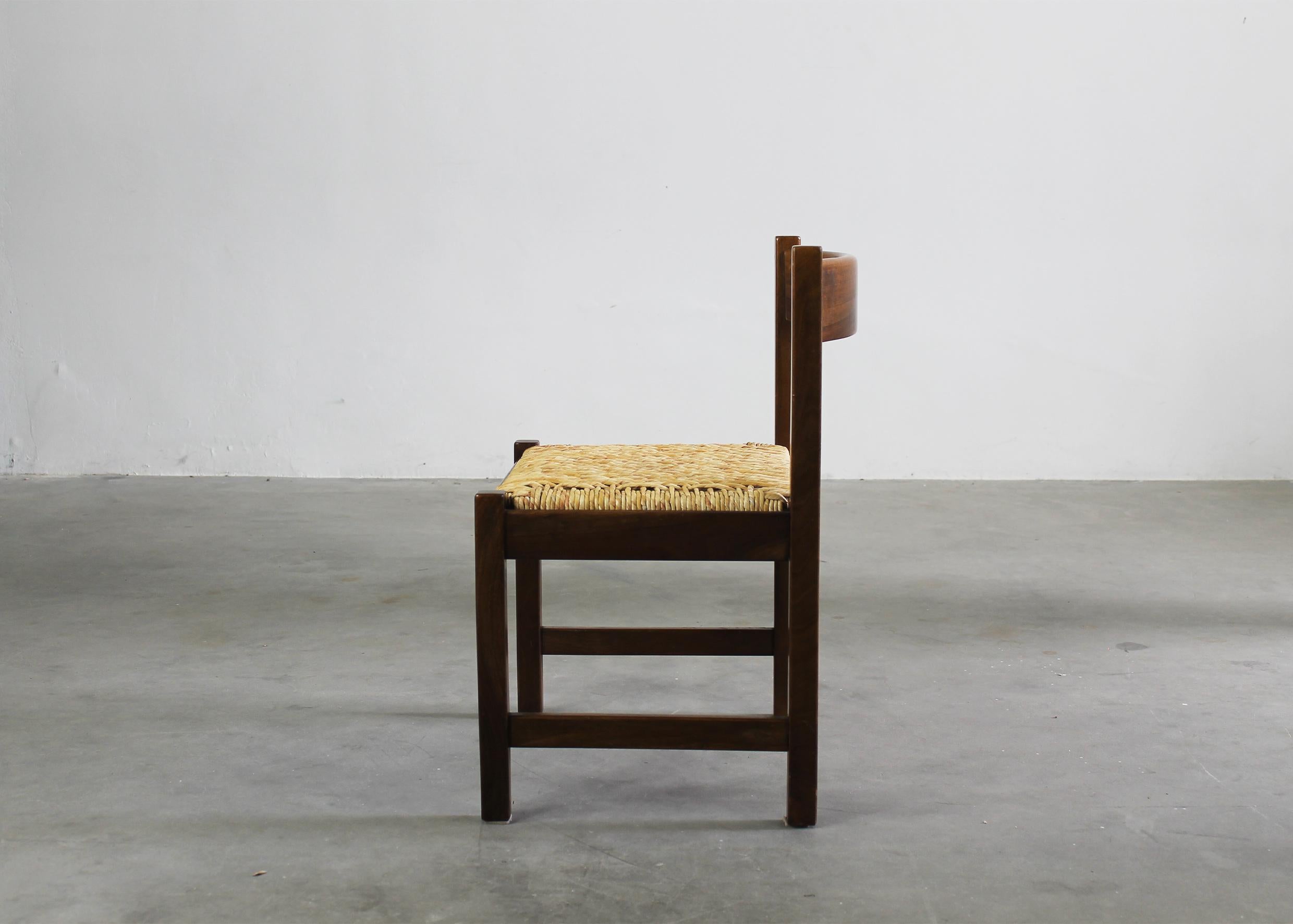 Paille Ensemble de salle à manger Giovanni Michelucci avec banc de table et chaises par Poltronova en vente