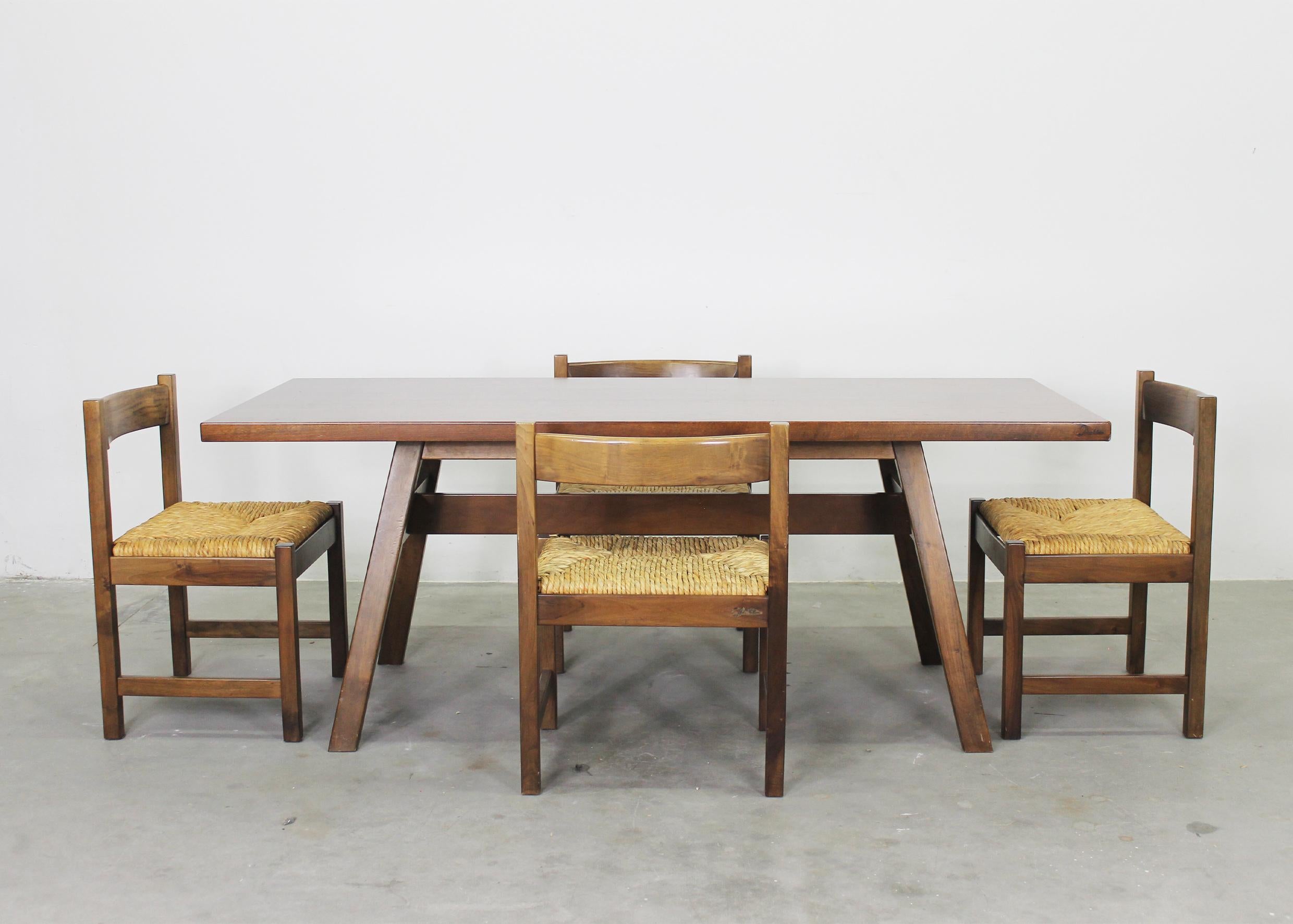 Giovanni Michelucci Dining Room Set with Table Bench and Chairs by Poltronova 1