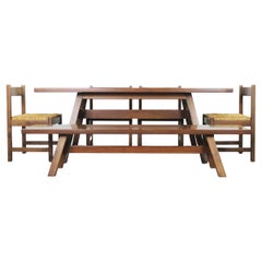 Giovanni Michelucci Dining Room Set with Table Bench and Chairs by Poltronova